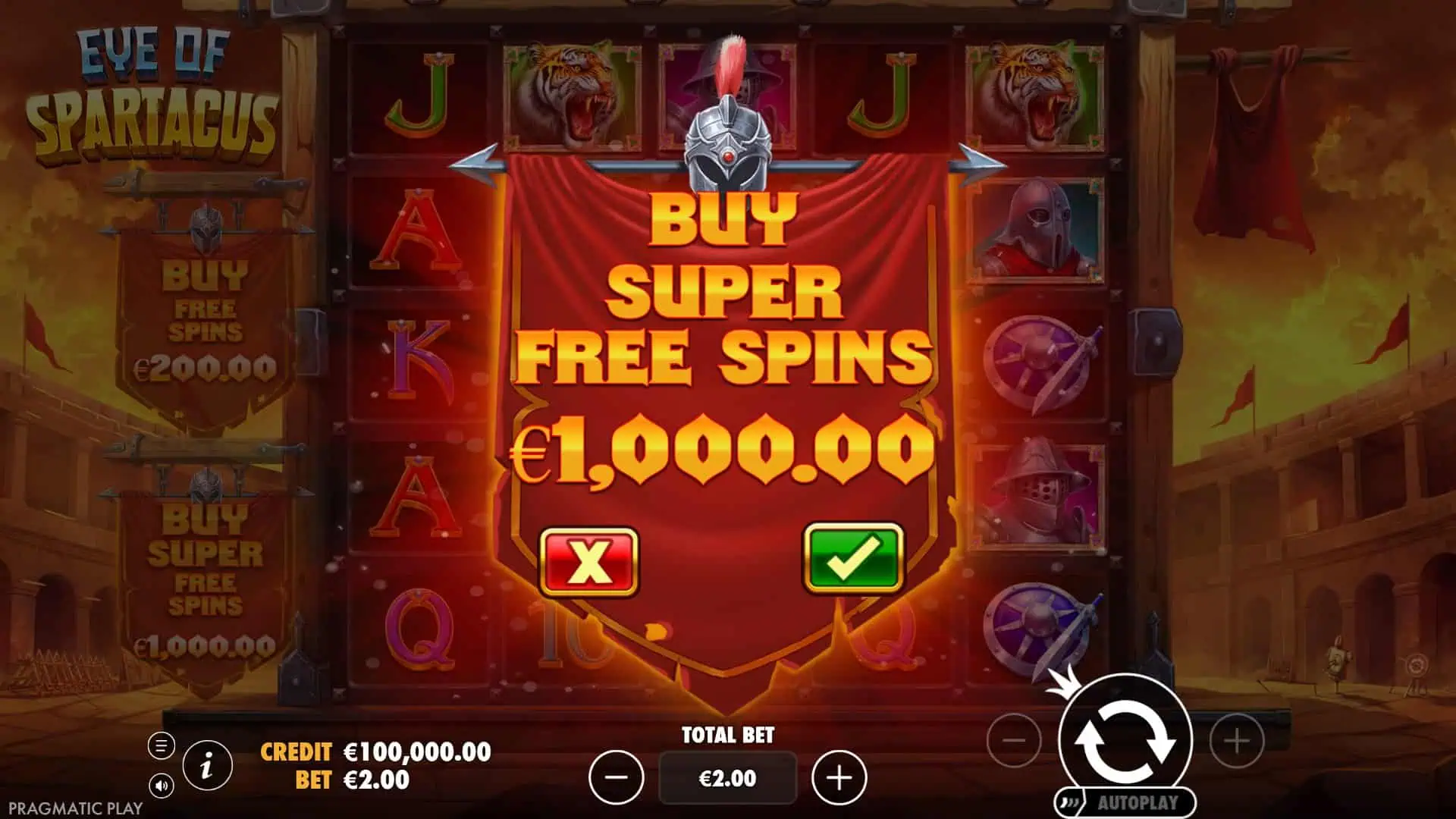 Eye of Spartacus bonus buy menu