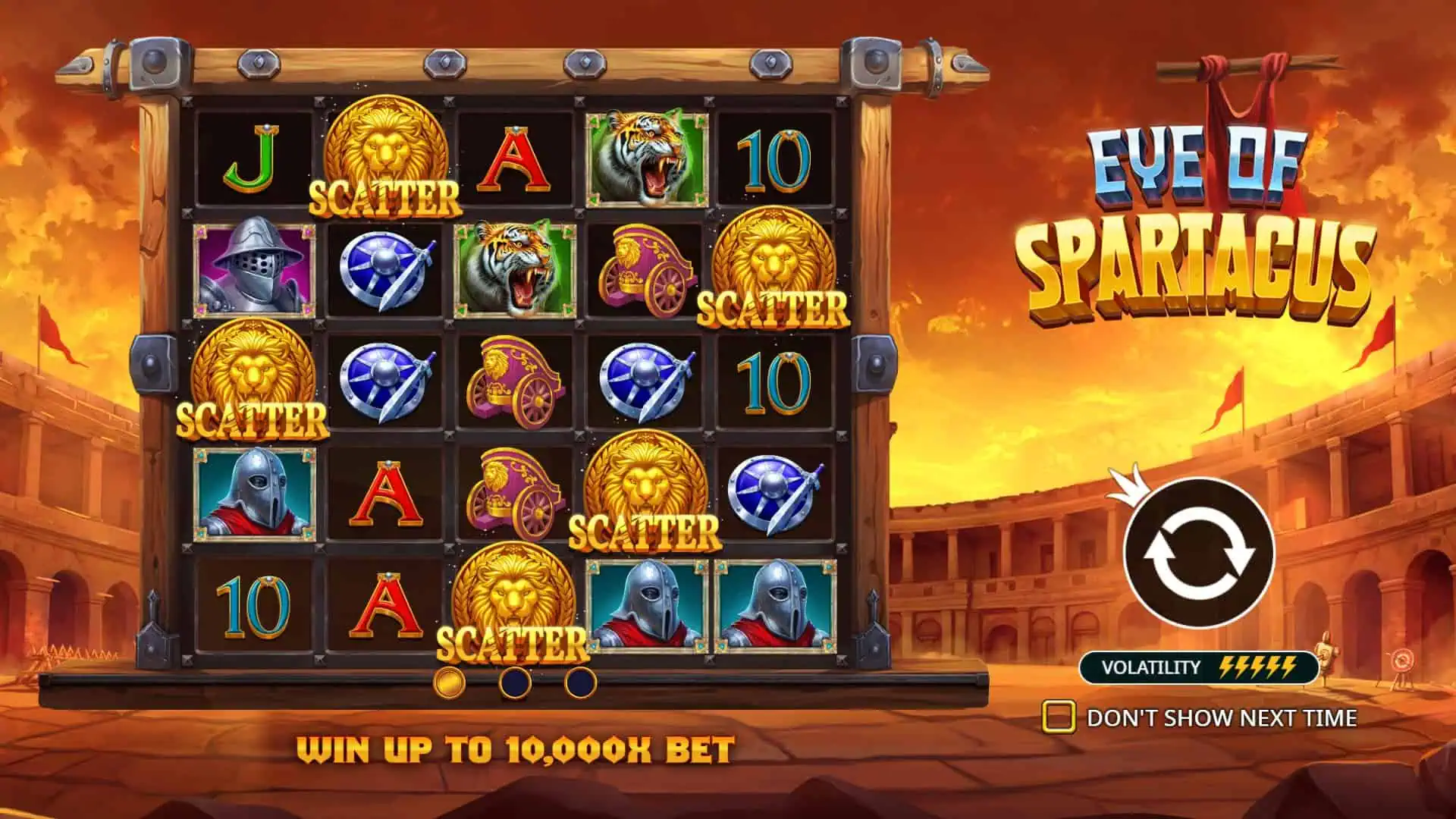 Eye of Spartacus slot intro screen