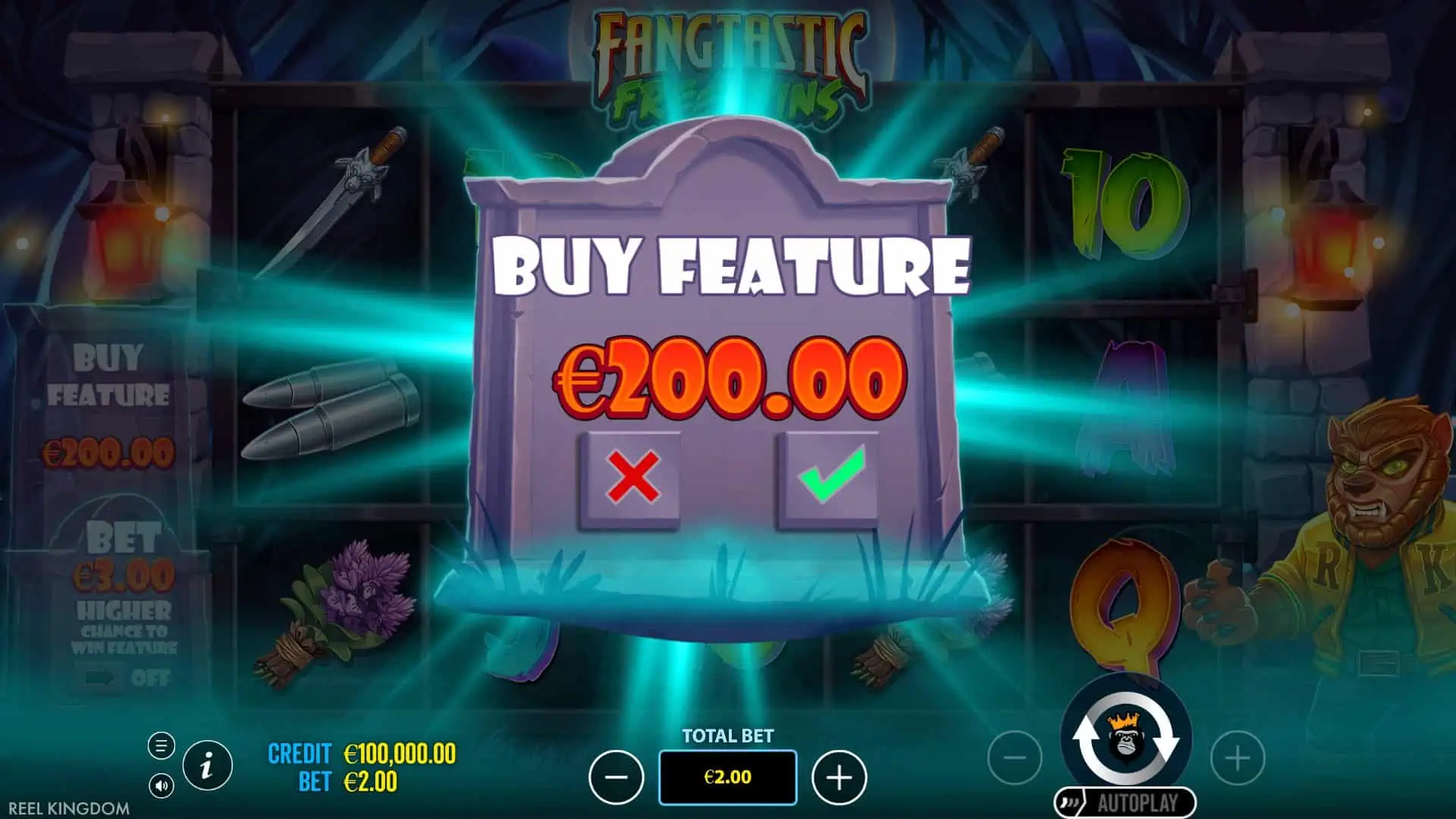 Fangtastic Freespins bonus buy menu