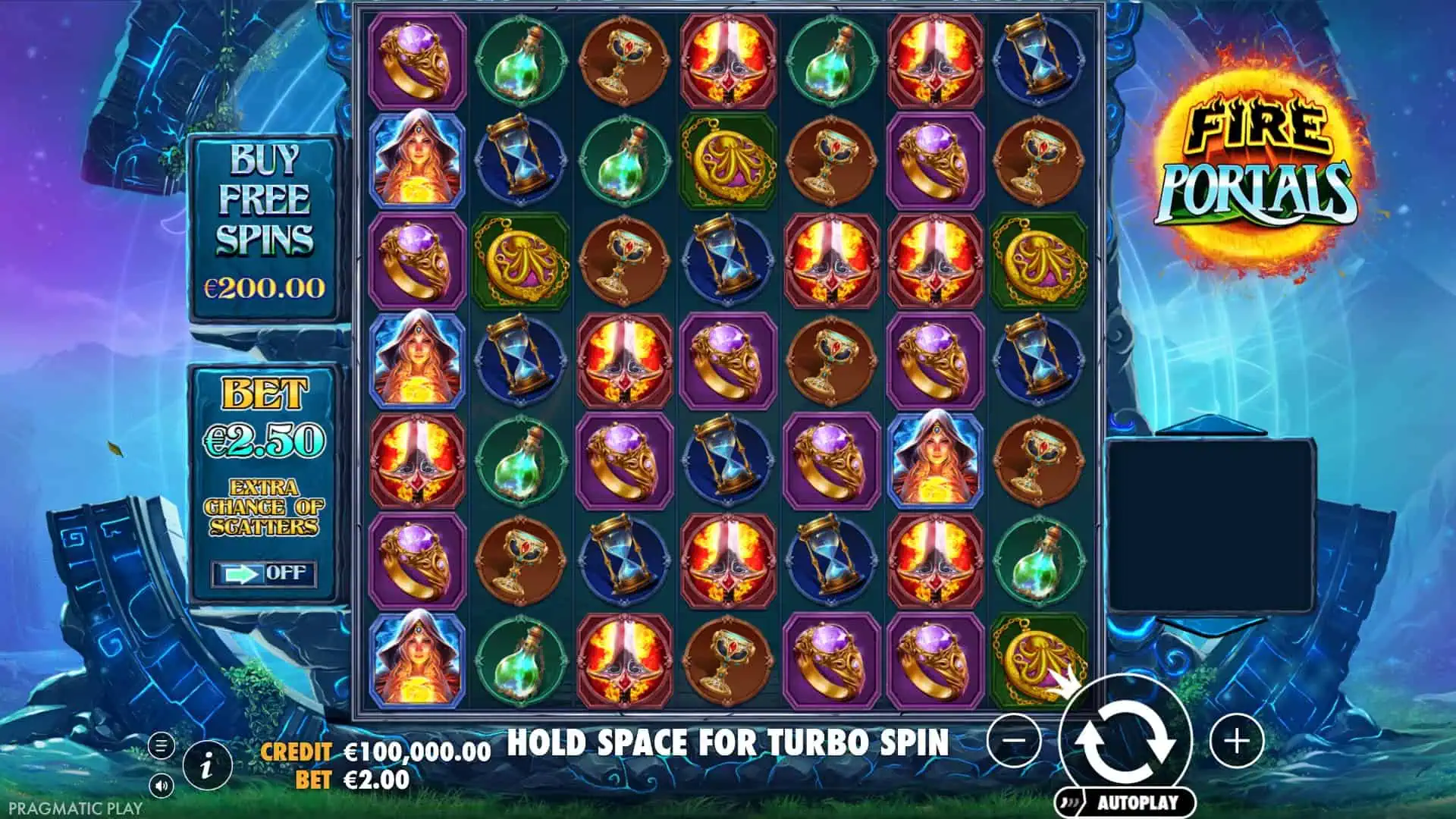 Fire Portals slot gameplay reels