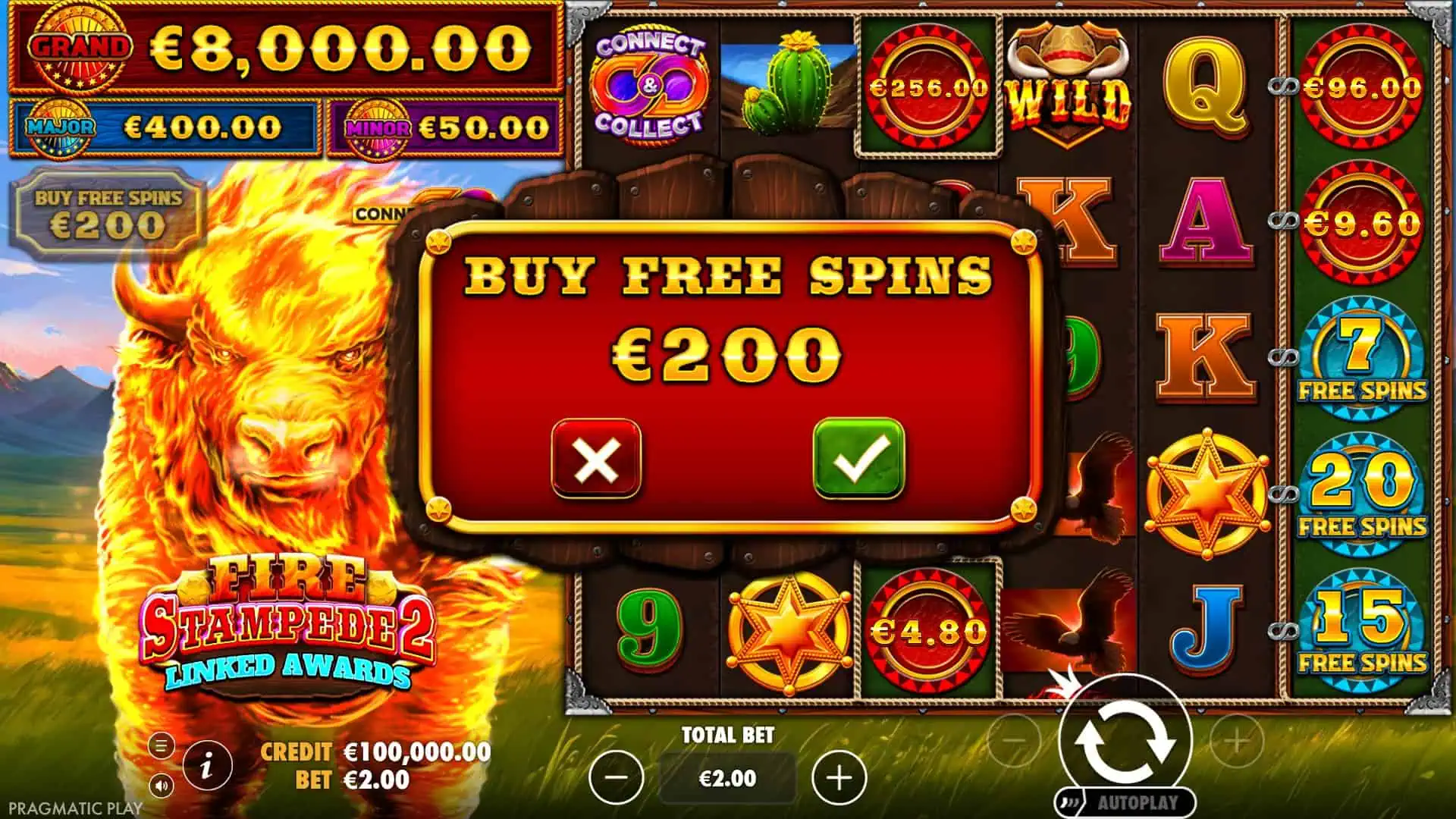 Fire Stampede 2 bonus buy menu
