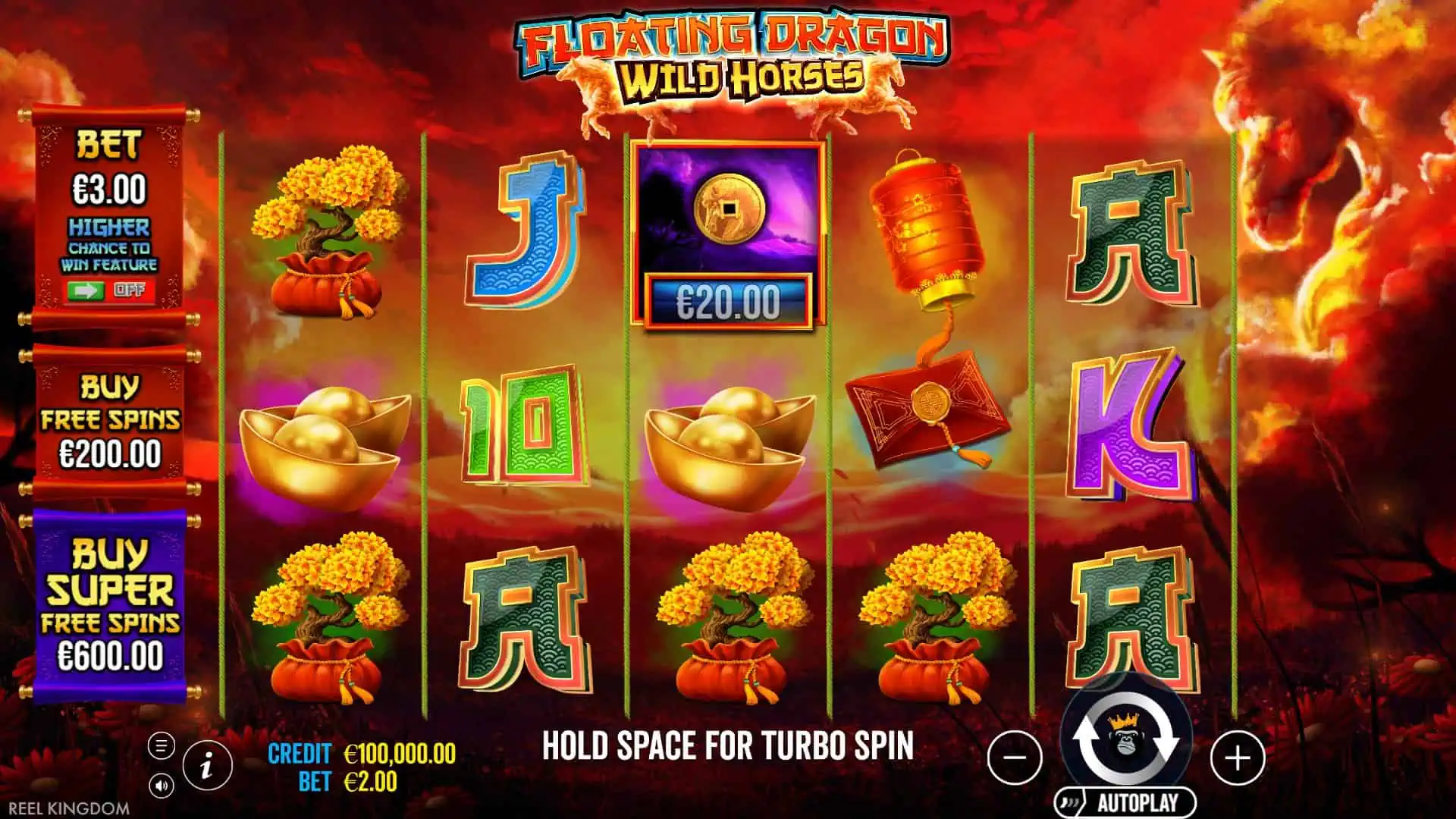 Floating Dragon Wild Horses slot gameplay reels