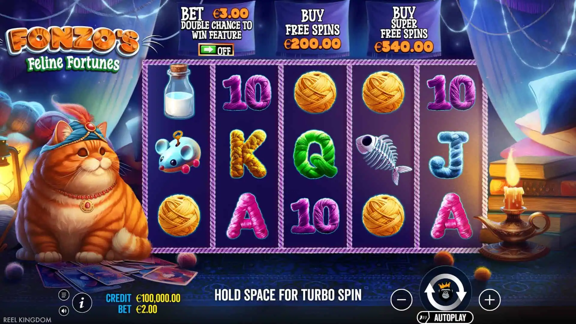 Fonzo&rsquo;s Feline Fortunes slot gameplay reels
