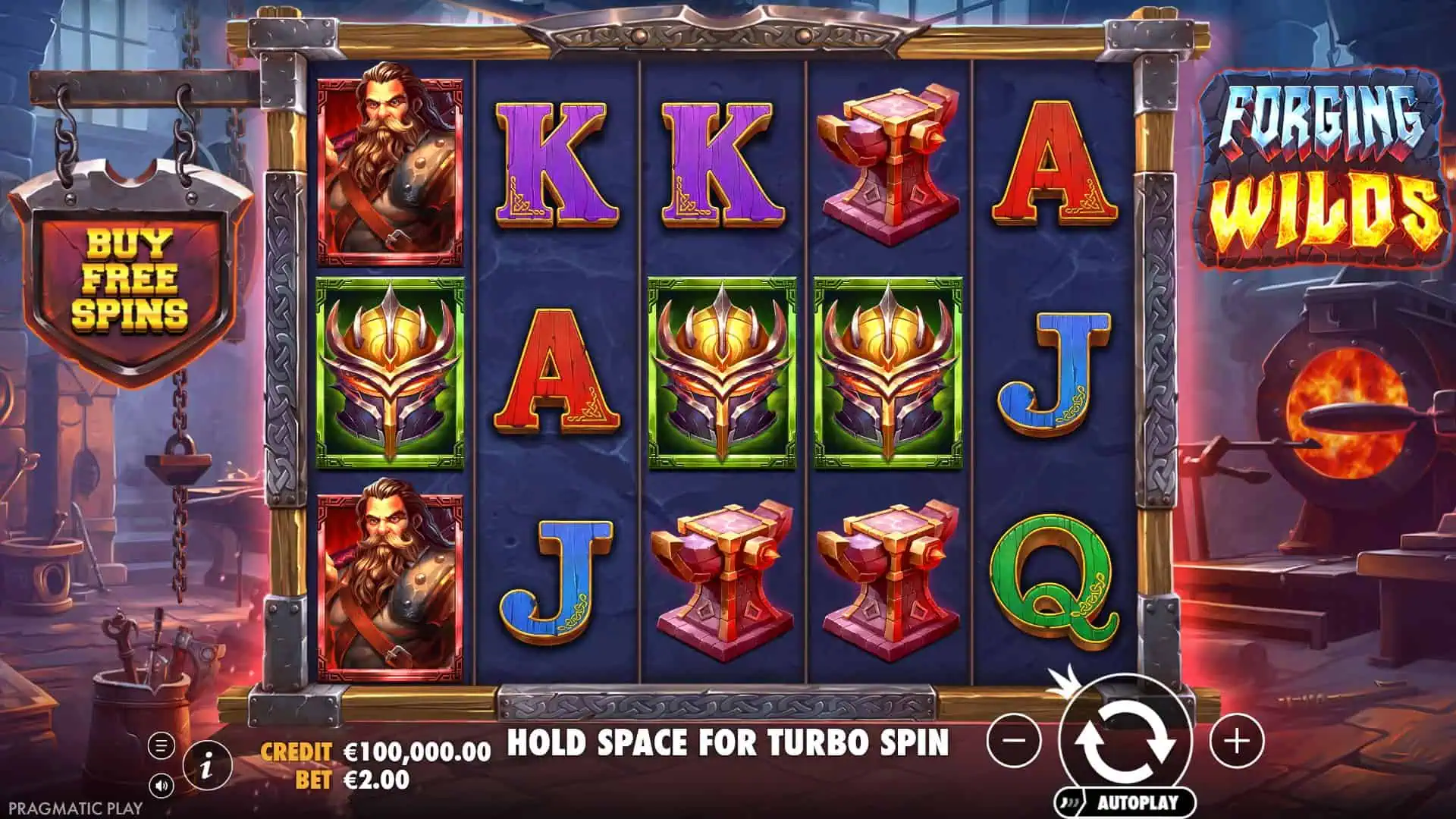 Forging Wilds slot gameplay reels