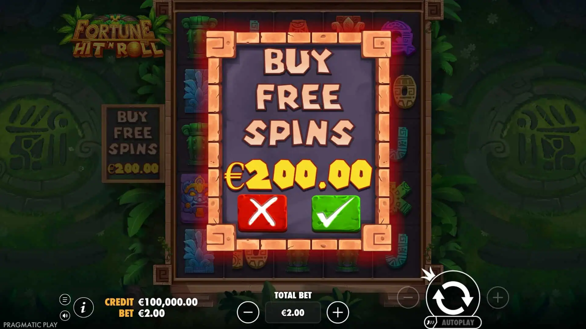 Fortune Hit &lsquo;N&rsquo; Roll bonus buy menu