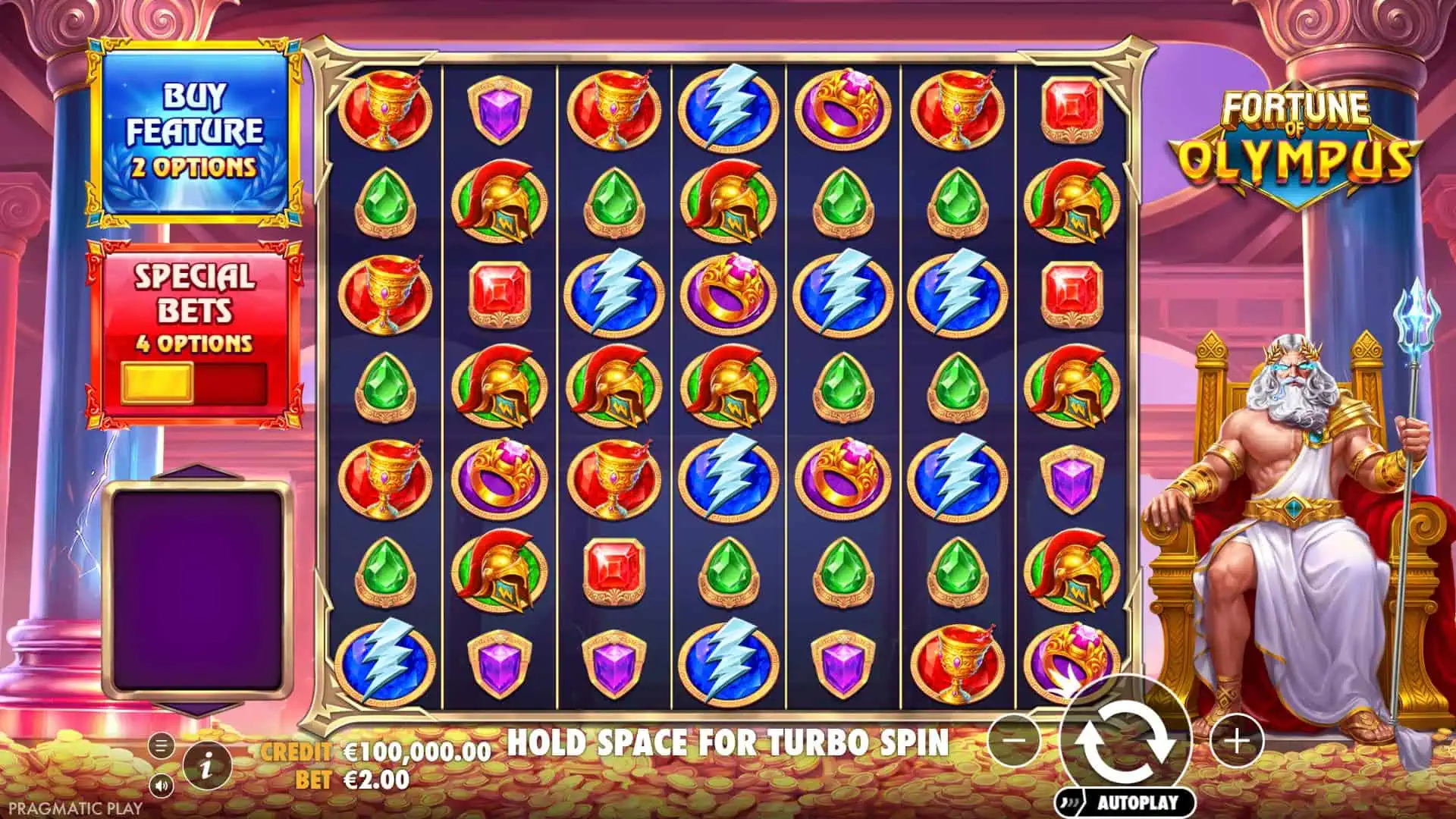 Fortune of Olympus slot gameplay reels