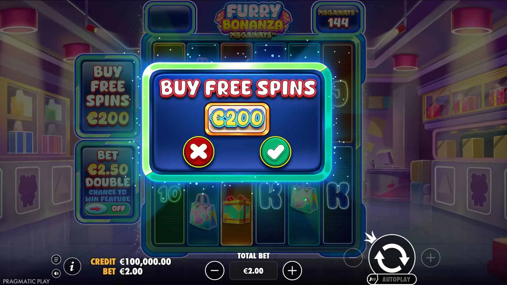 Furry Bonanza Megaways bonus buy menu