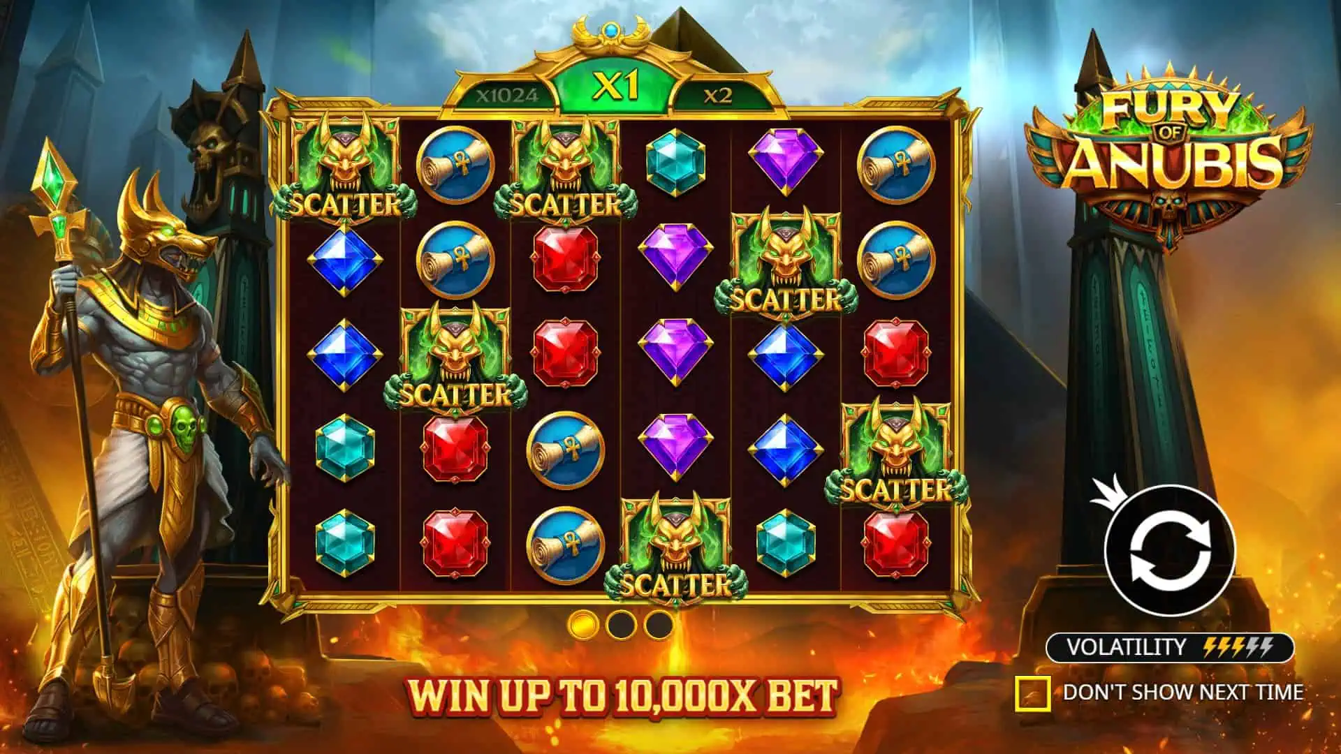 Fury of Anubis slot intro screen