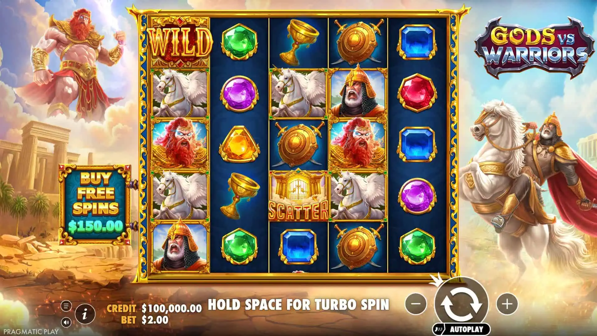 Gods vs Warriors slot gameplay reels