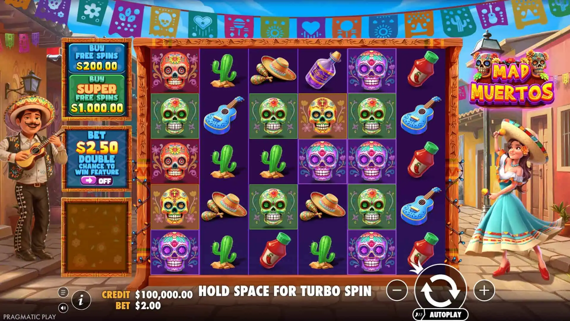 Mad Muertos slot gameplay reels