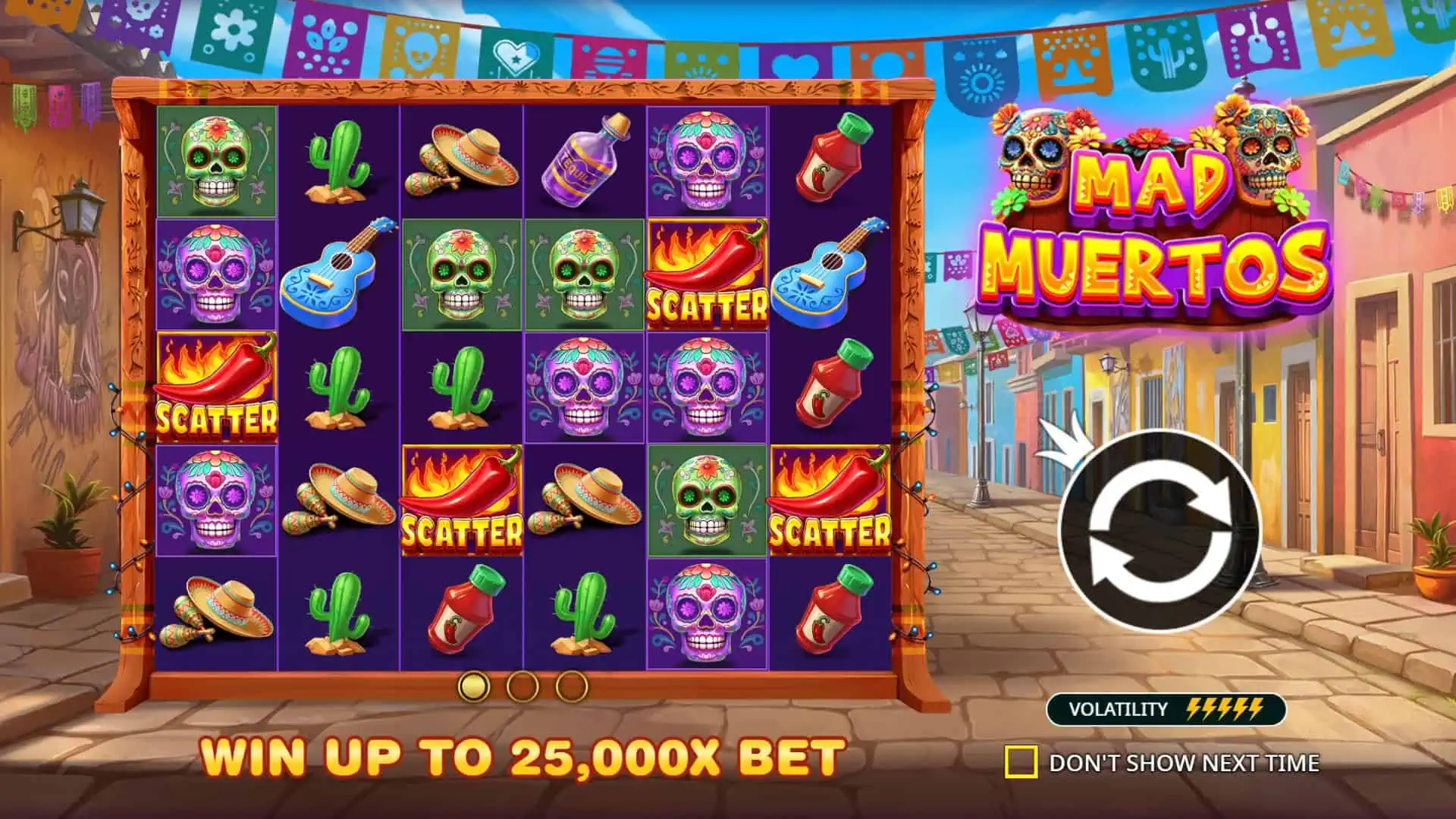 Mad Muertos slot intro screen