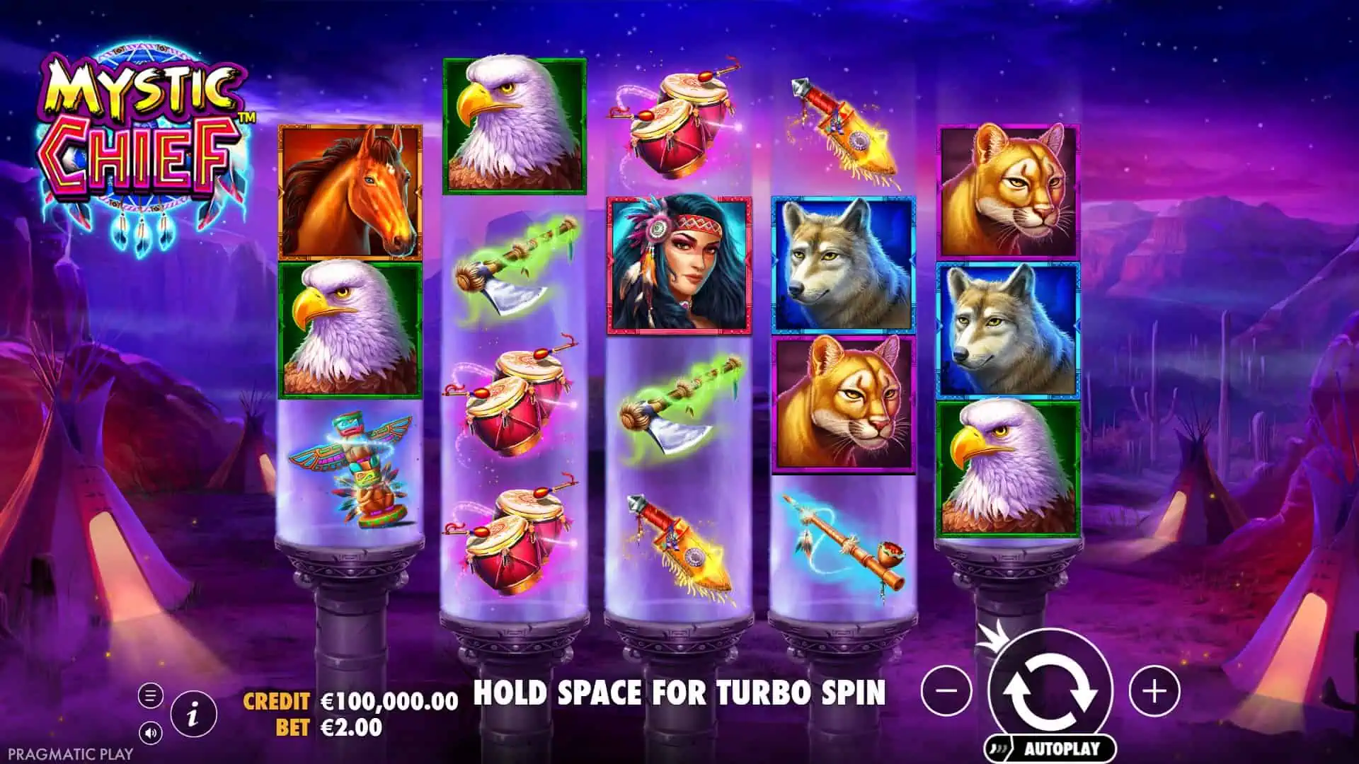 Mystic CHief slot gameplay reels
