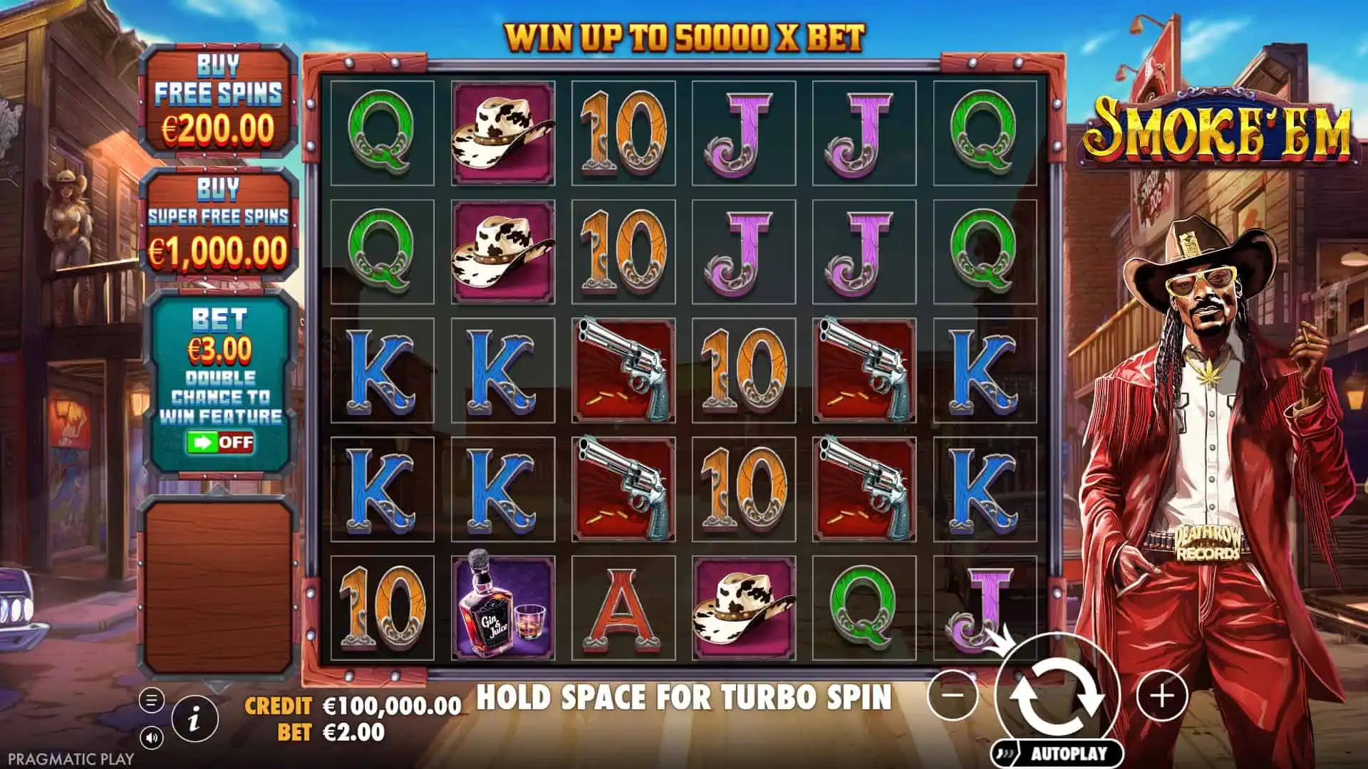 Smoke'Em slot gameplay reels
