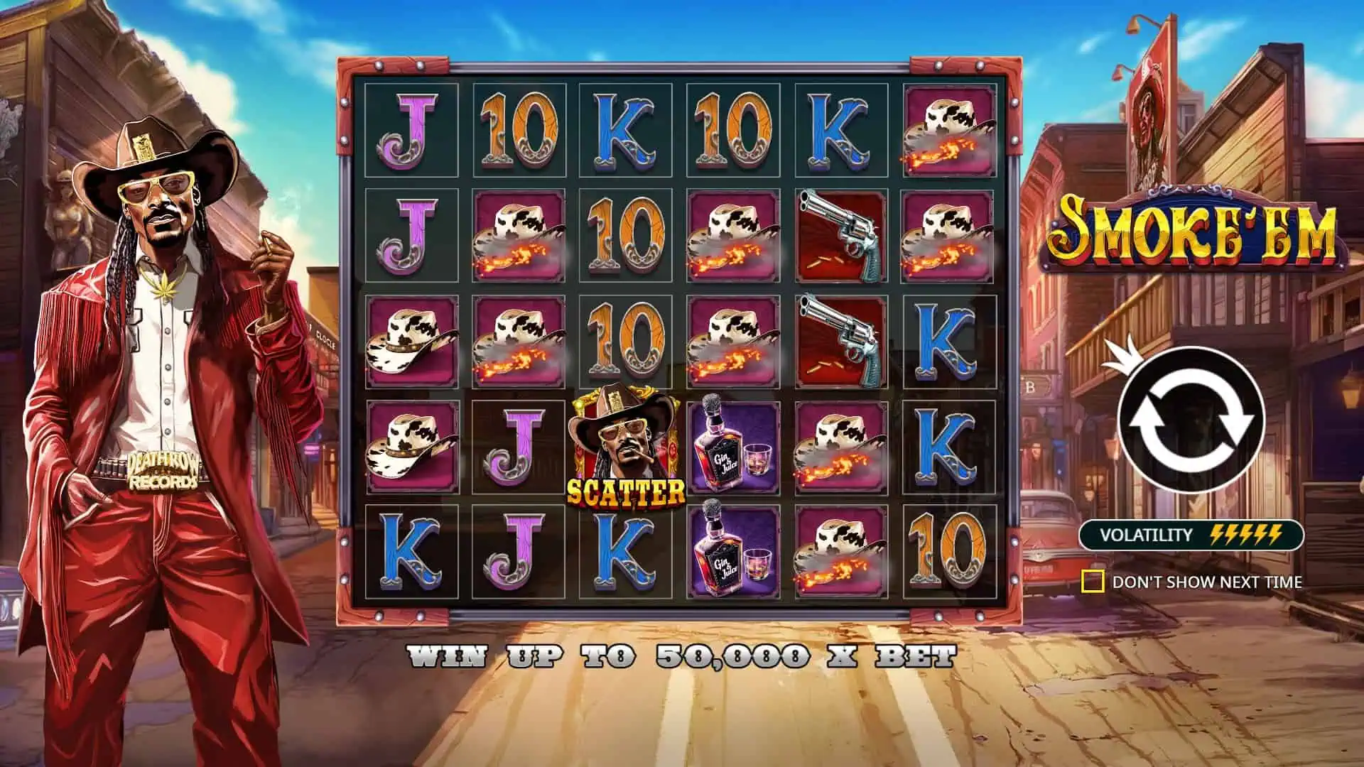 Smoke'Em slot intro screen