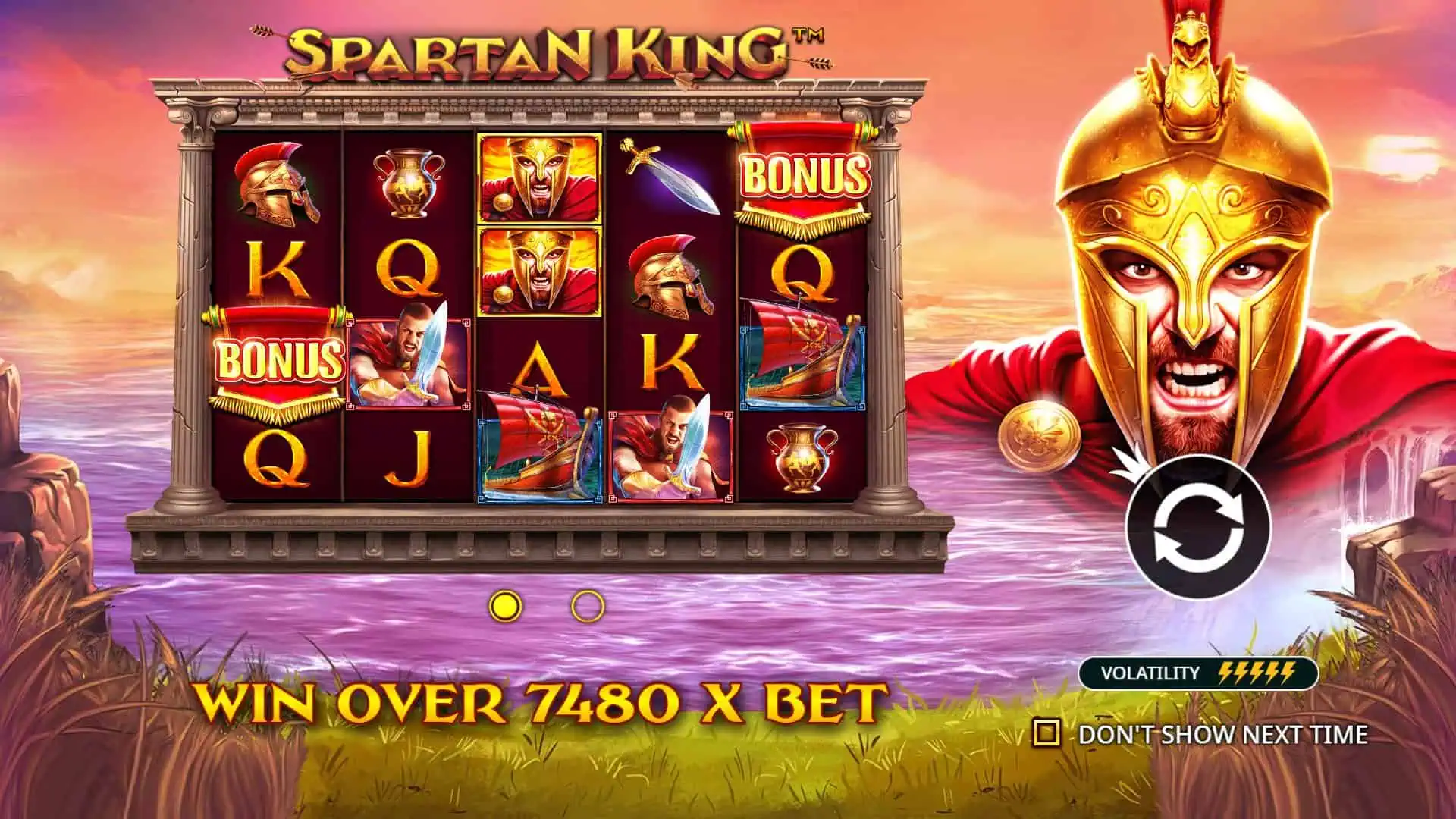 Spartan King slot intro screen