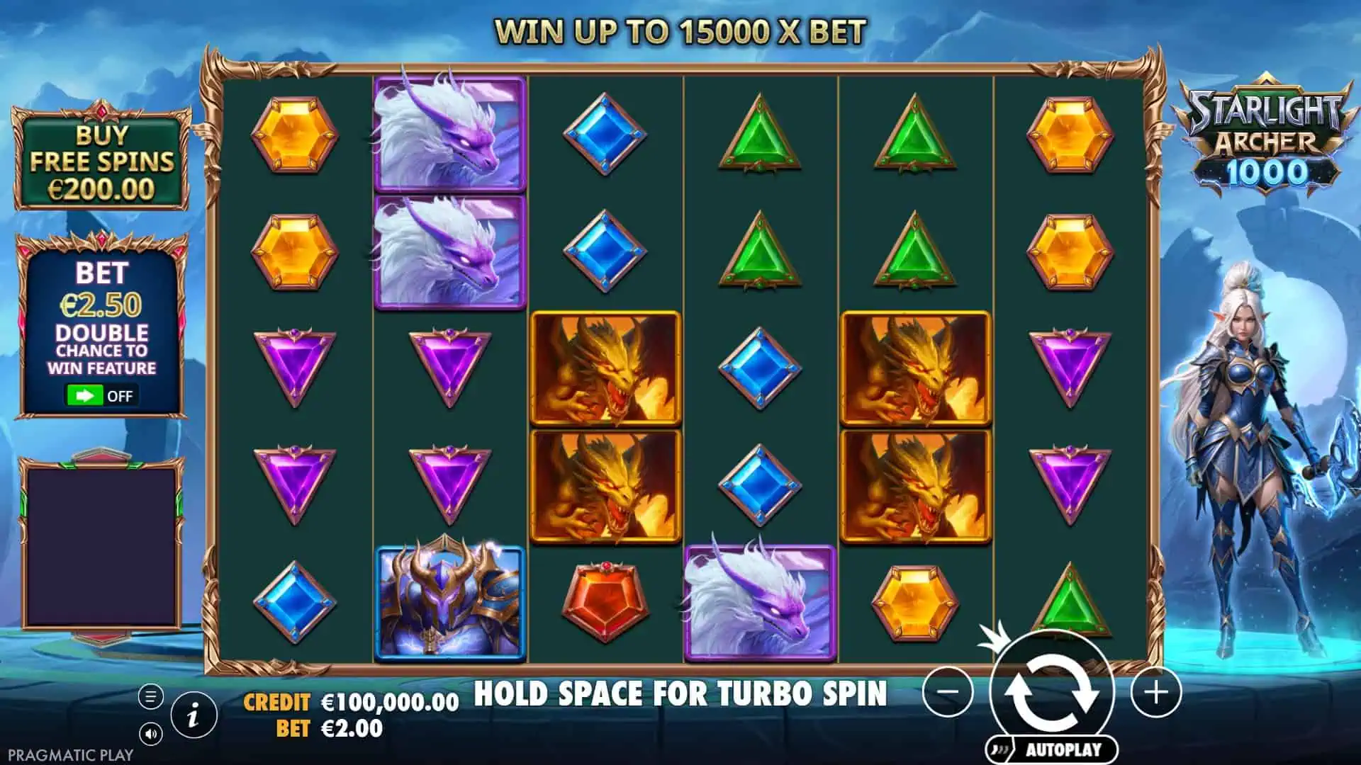 Starlight Archer 1000 slot gameplay reels