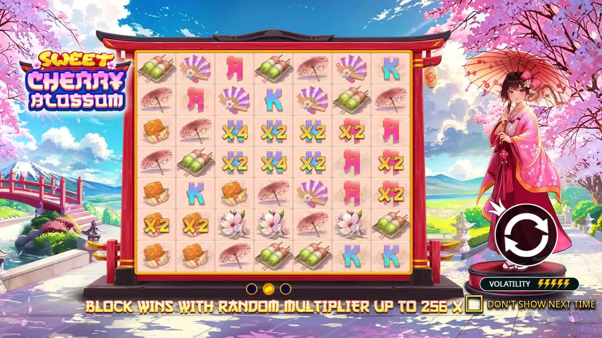 Sweet Cherry Blossom slot intro screen