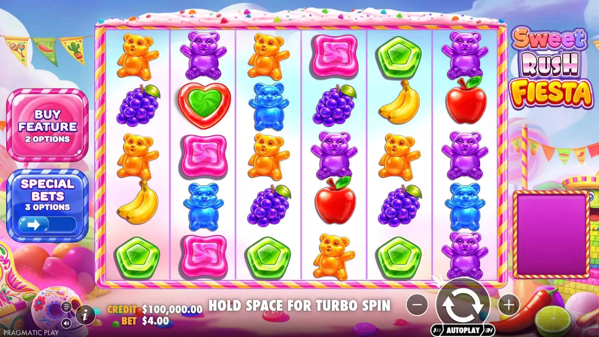 Sweet Rush Fiesta slot gameplay reels