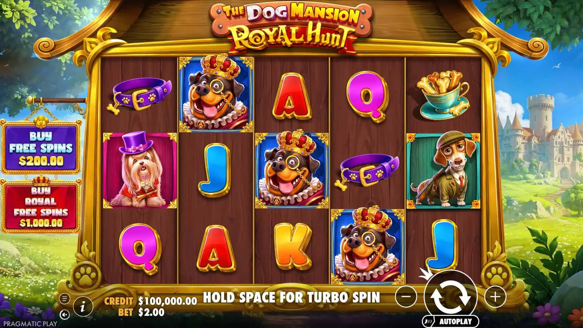 The Dog Mansion: Royal Hunt slot gameplay reels