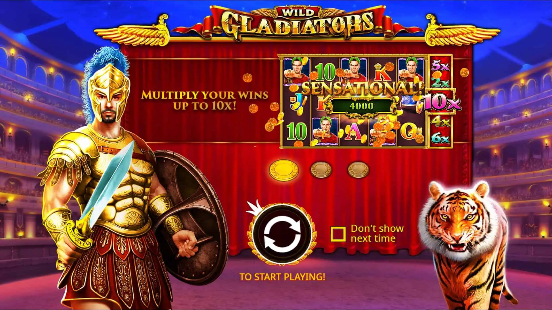Wild Gladiators slot intro screen