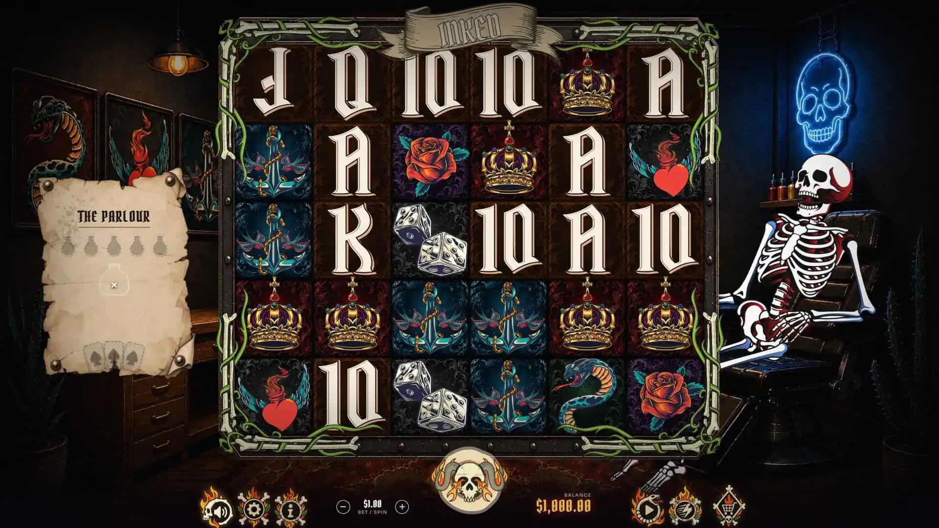 Inked slot gameplay reels