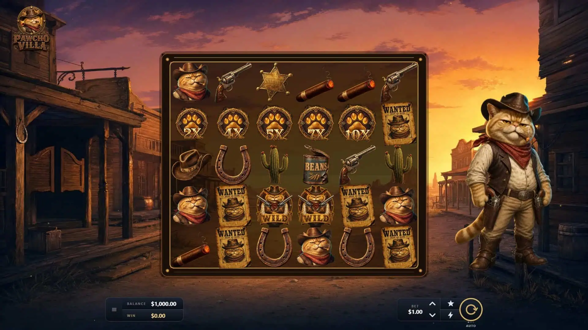 Pawcho Villa slot gameplay reels