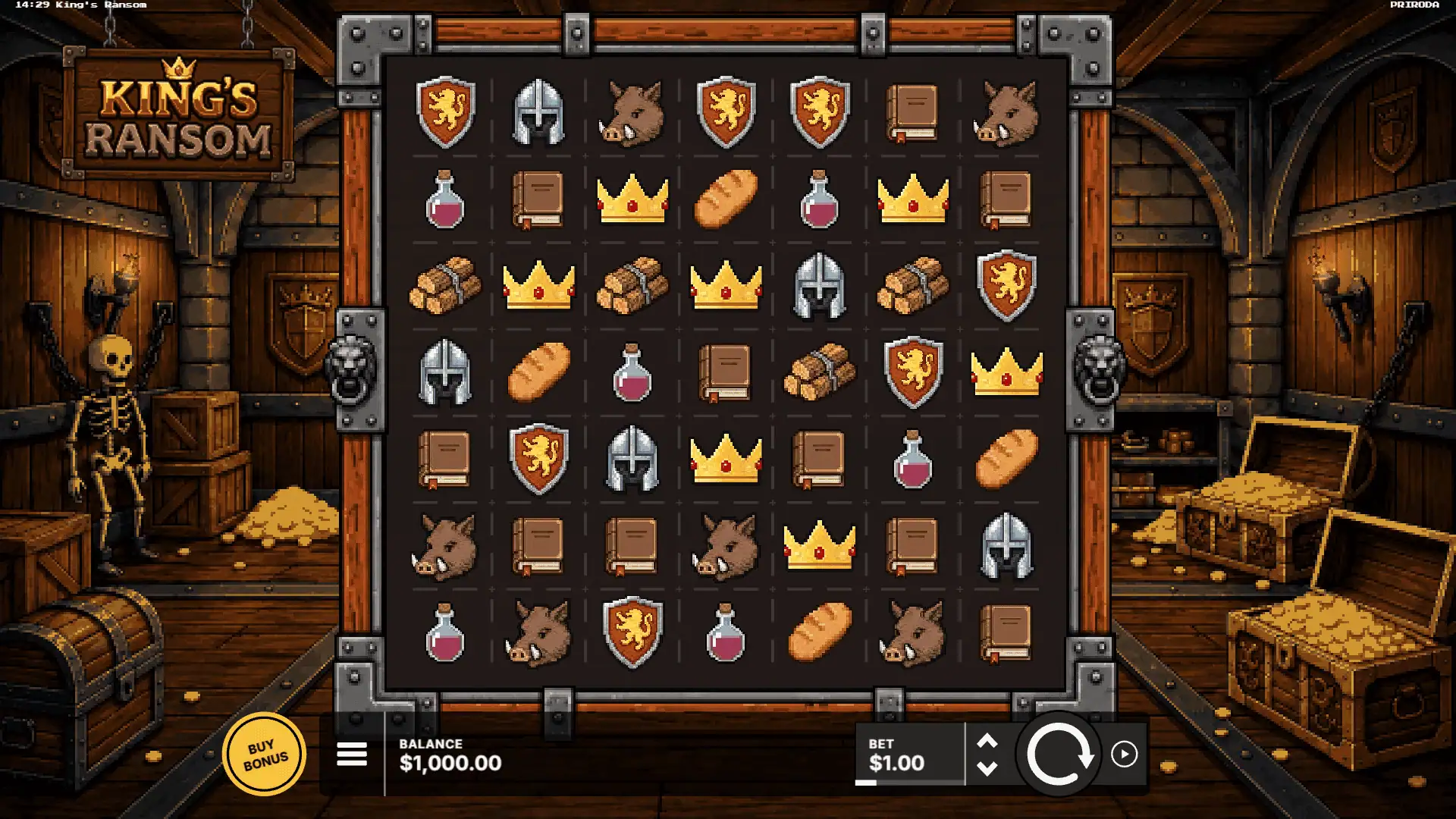 Kings Ransom slot gameplay reels