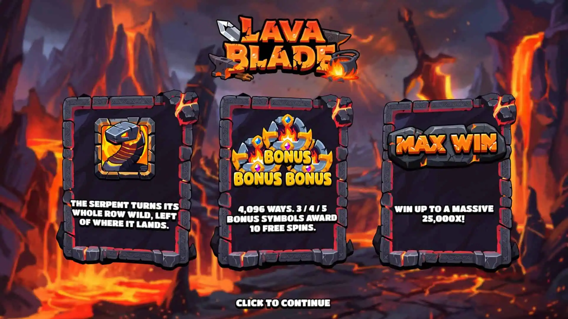 Lava Blade slot intro screen