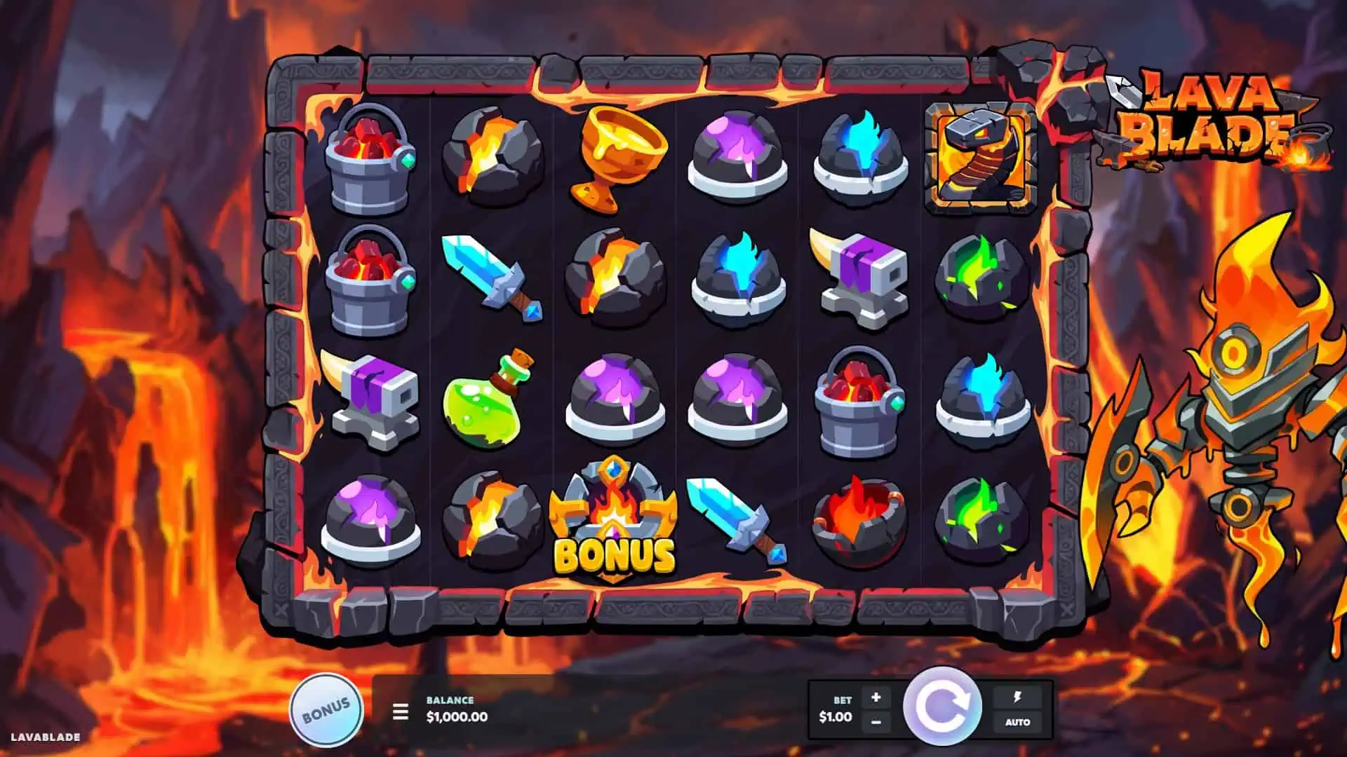 Lava Blade slot gameplay reels