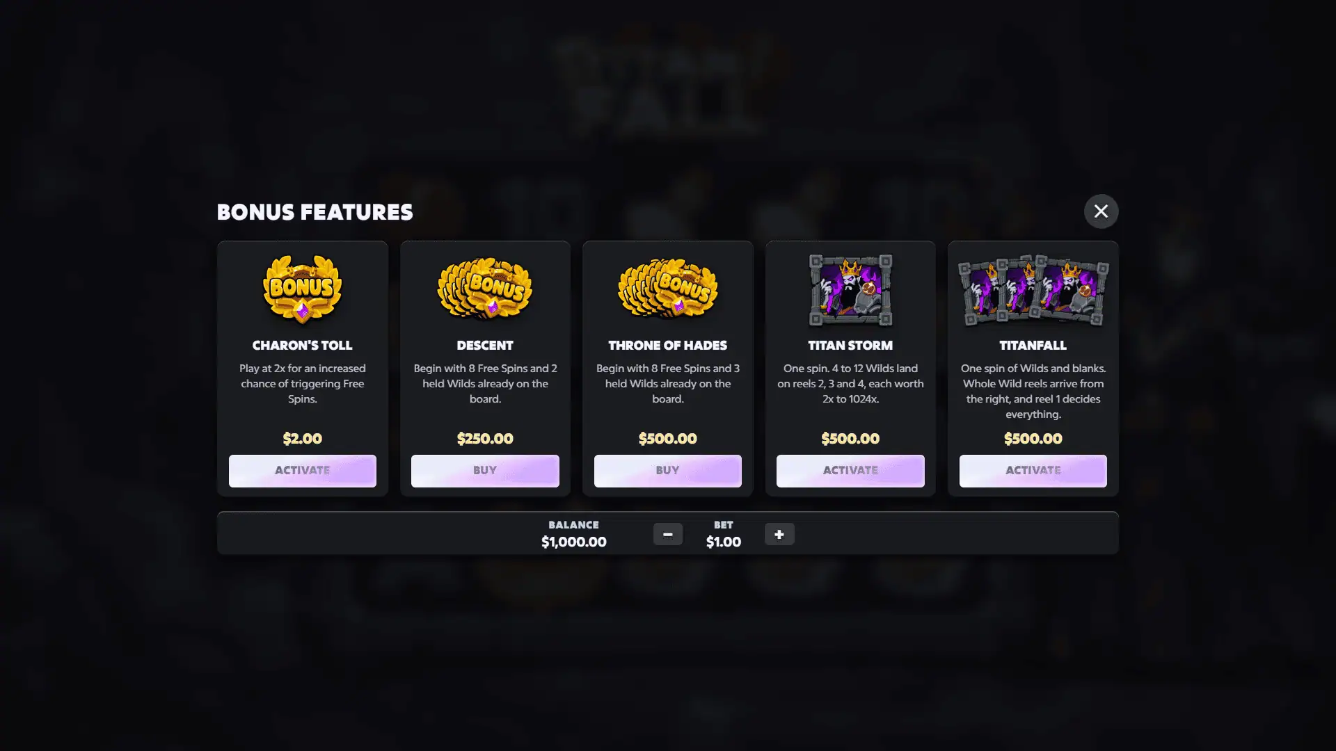 Titanfall bonus buy menu