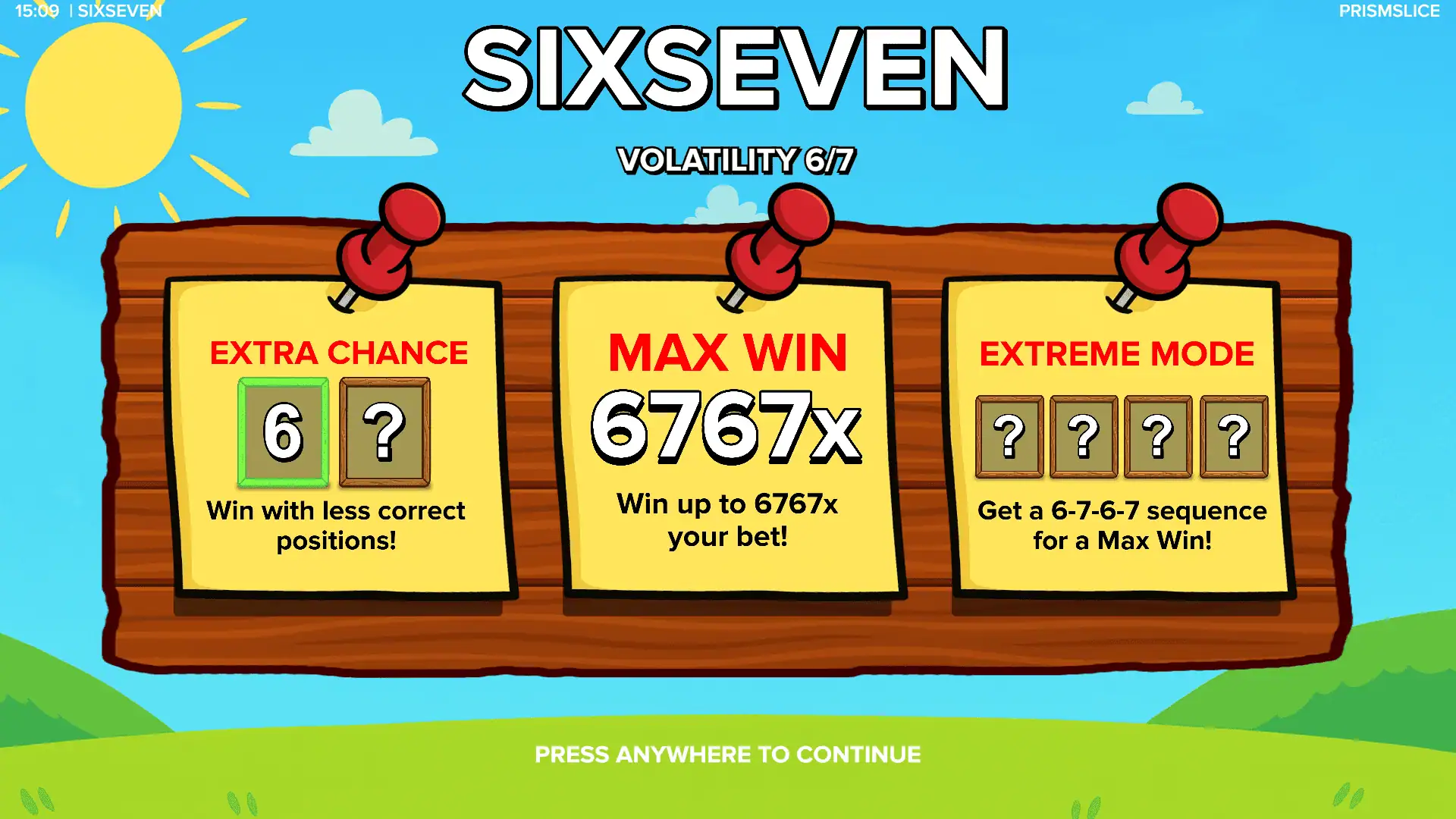 Sixseven slot intro screen