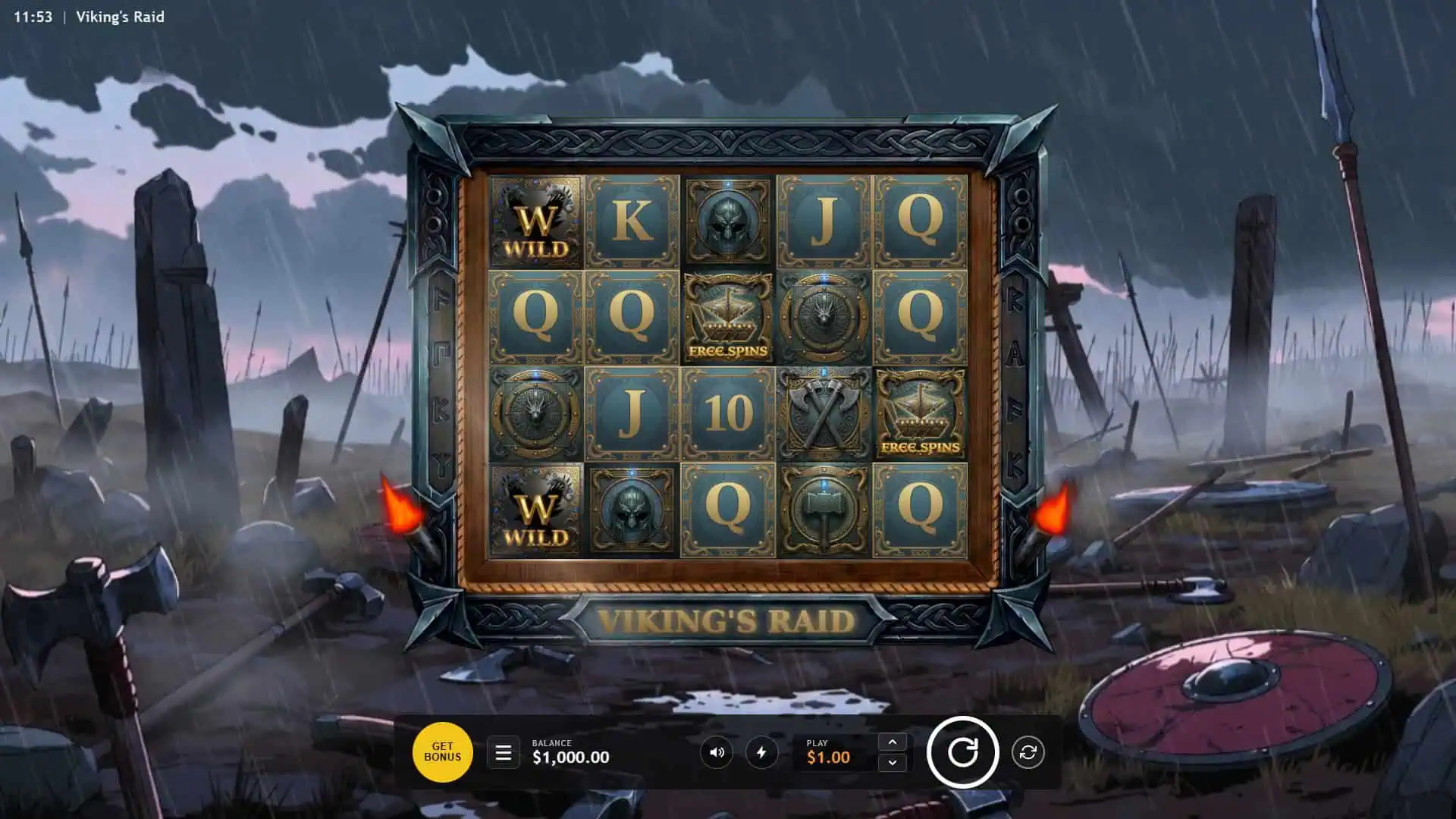 Vikings Raid slot gameplay reels
