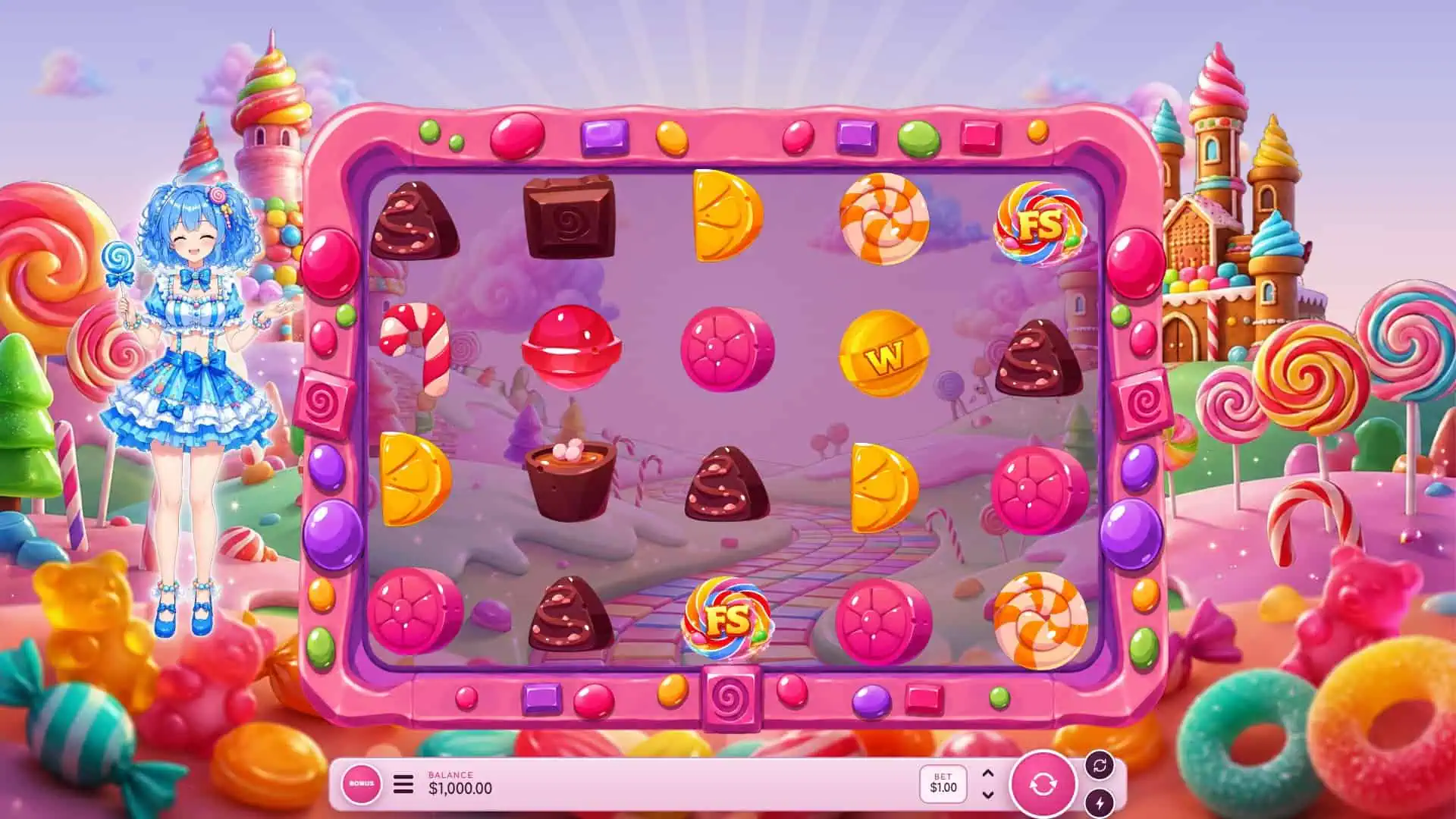 Whimsy Sweets slot gameplay reels