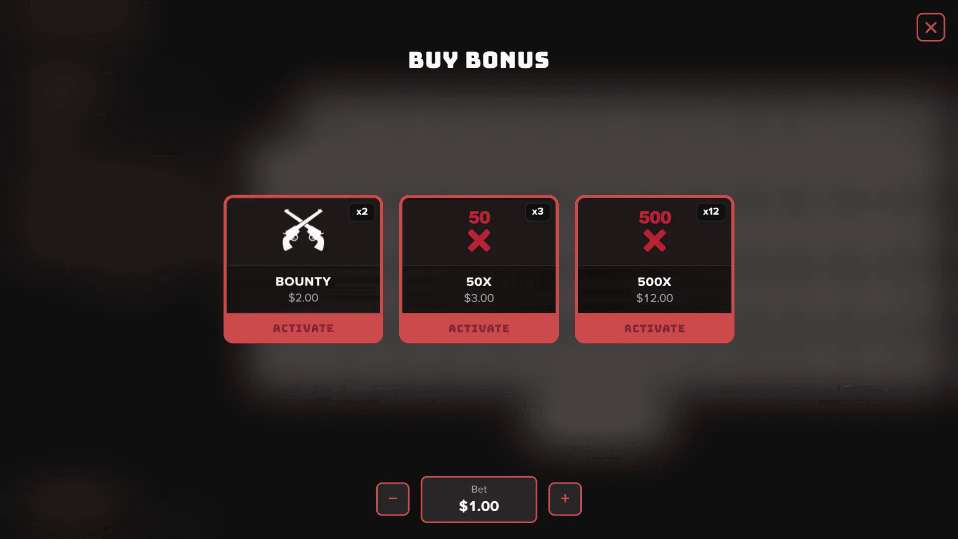 Dead or Dealt bonus buy menu