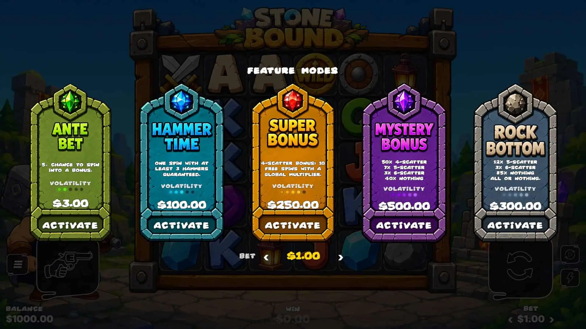 StoneBound bonus buy menu