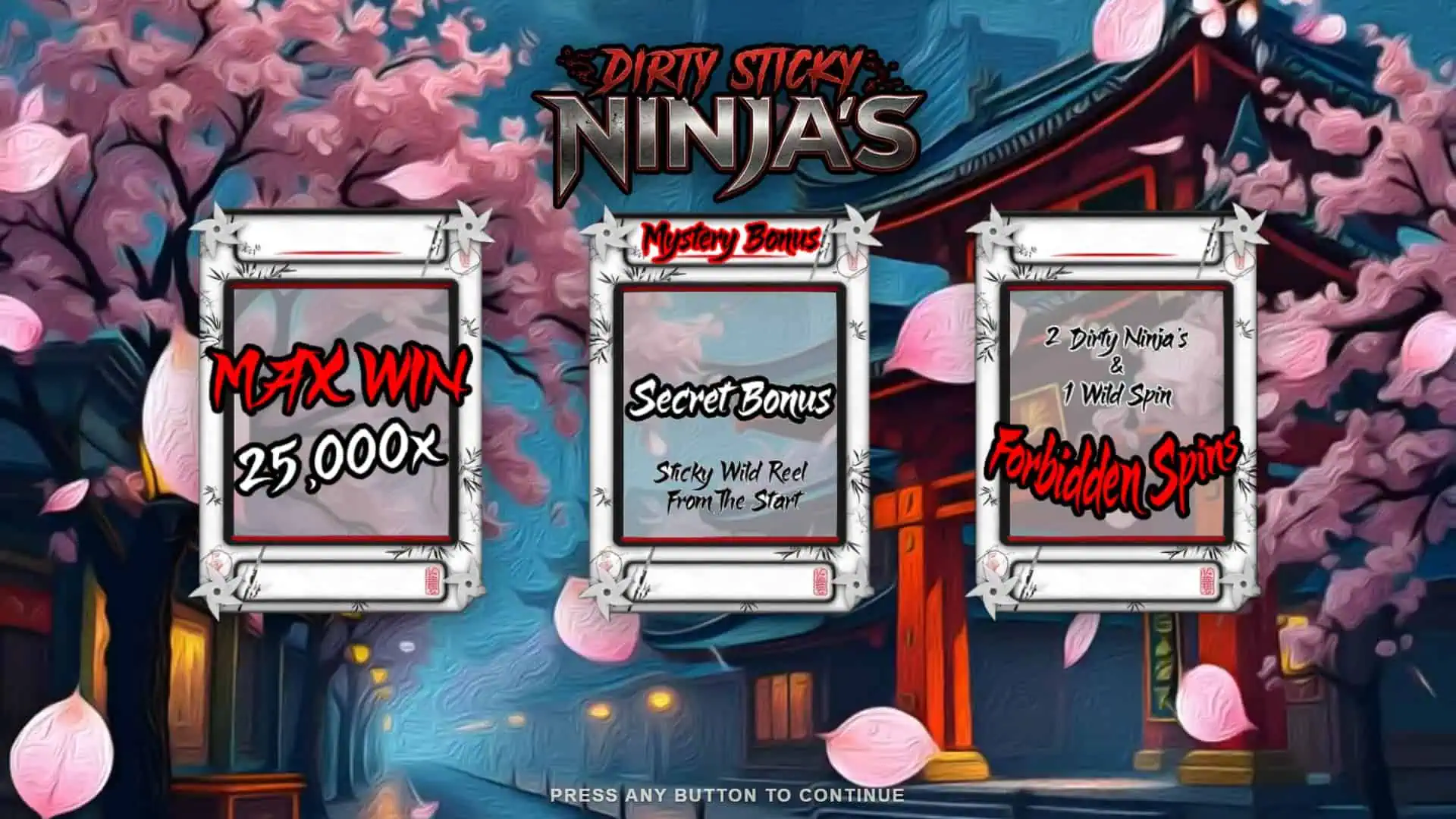 Dirty Sticky Ninjas slot intro screen