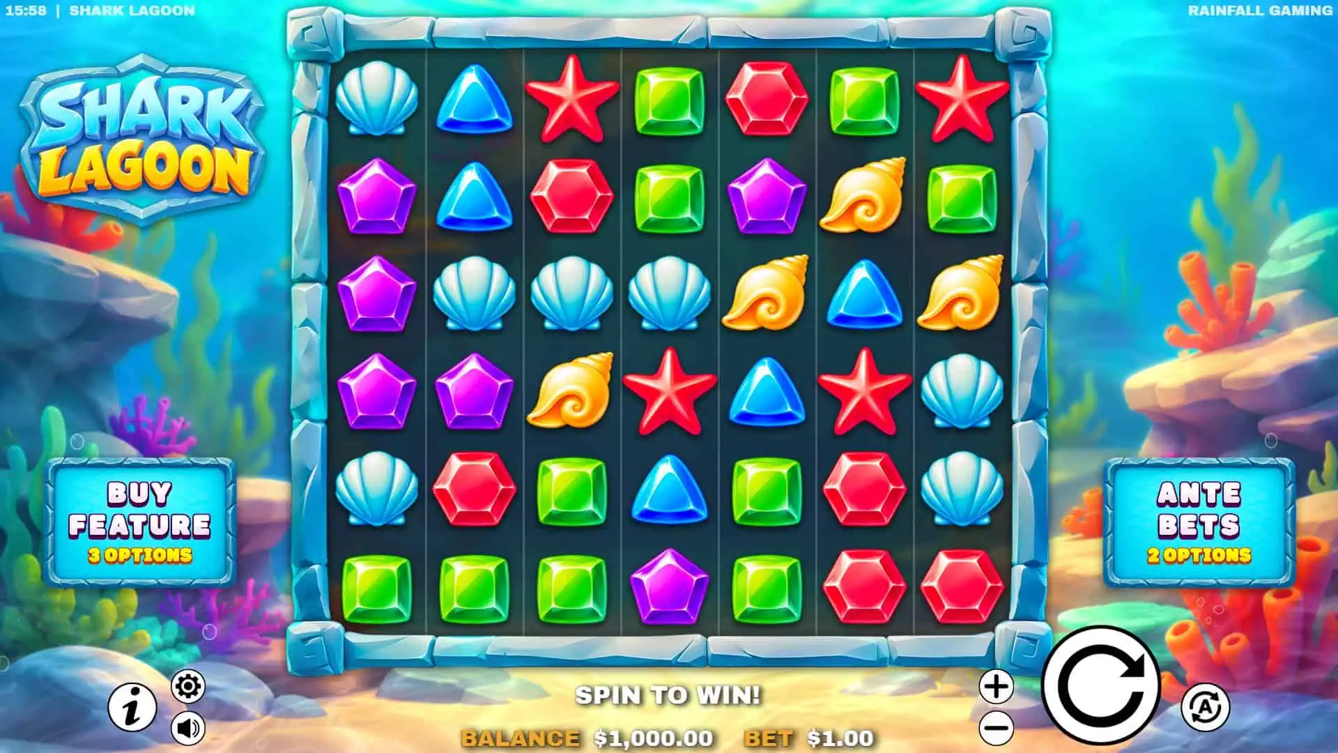 Shark Lagoon slot gameplay reels