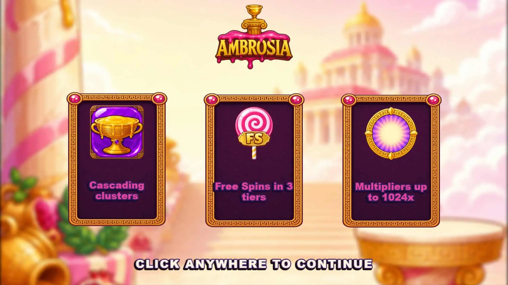Ambrosia slot intro screen