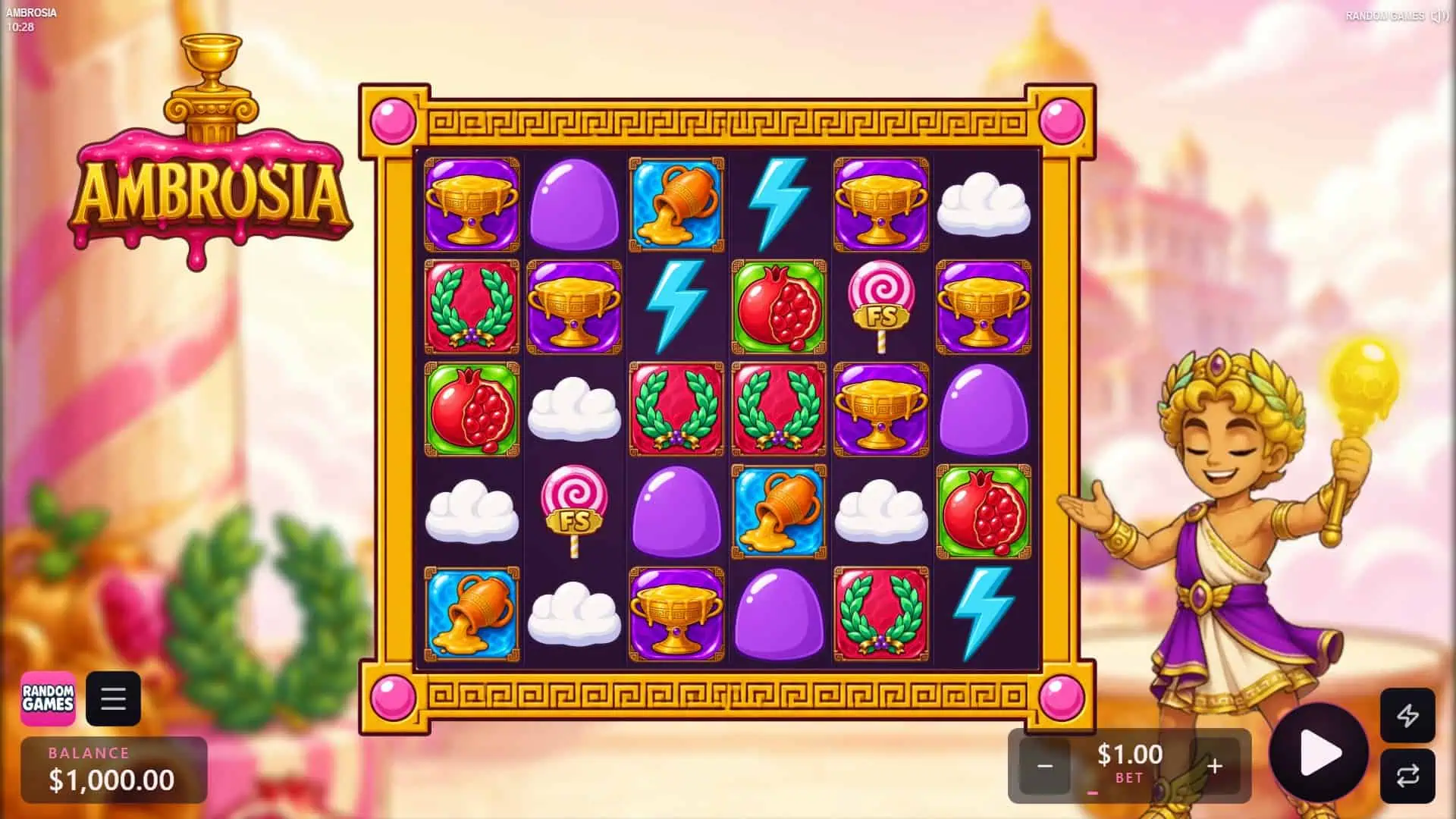 Ambrosia slot gameplay reels