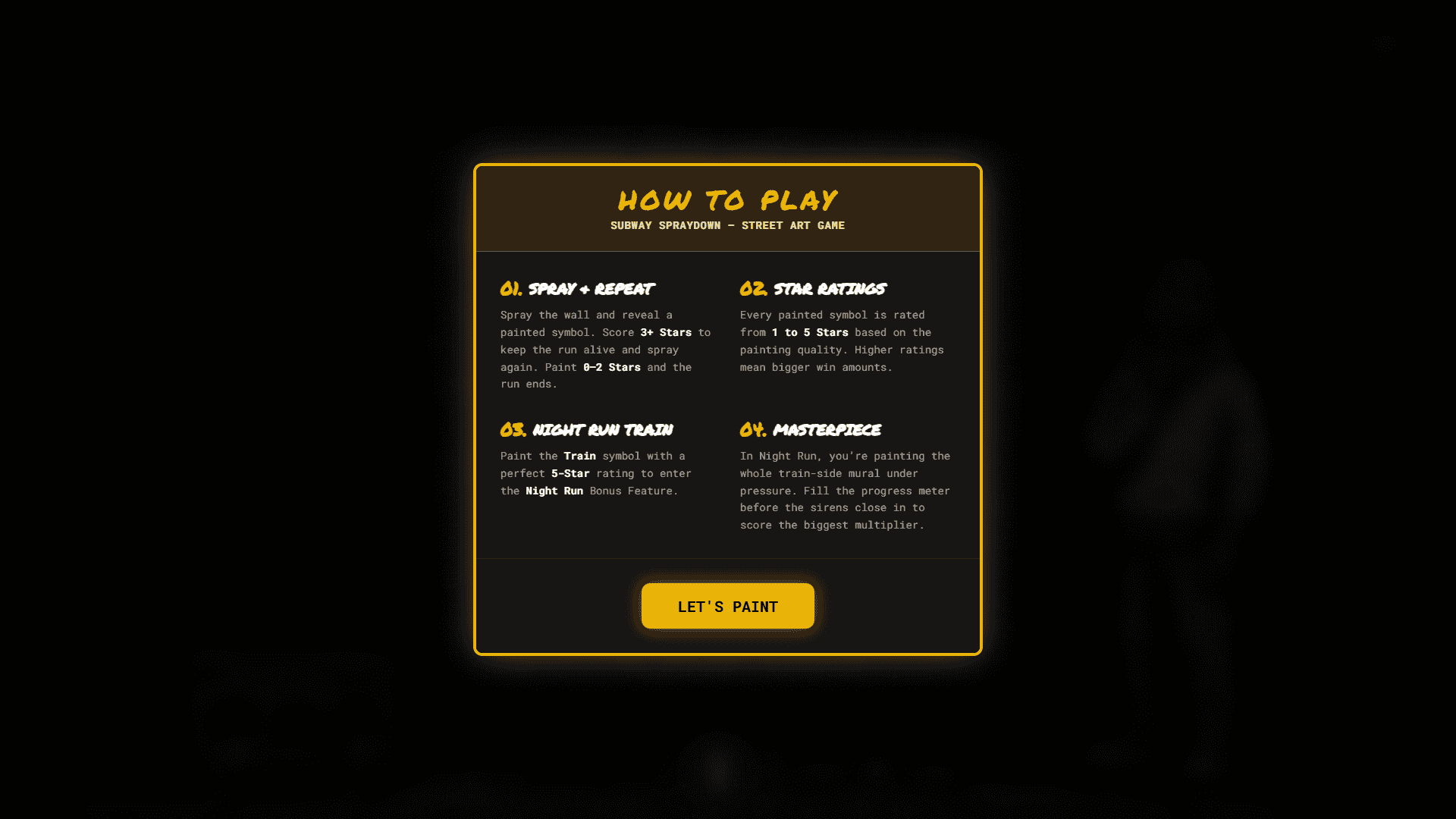 Subway Spraydown slot intro screen