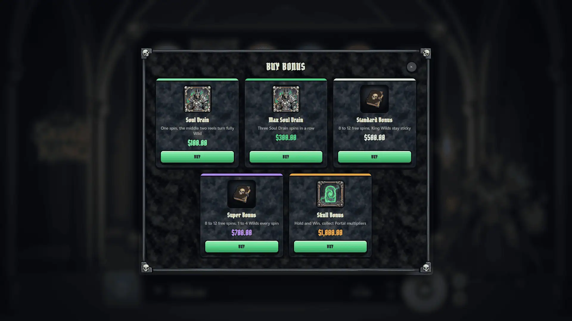Skull King bonus buy menu