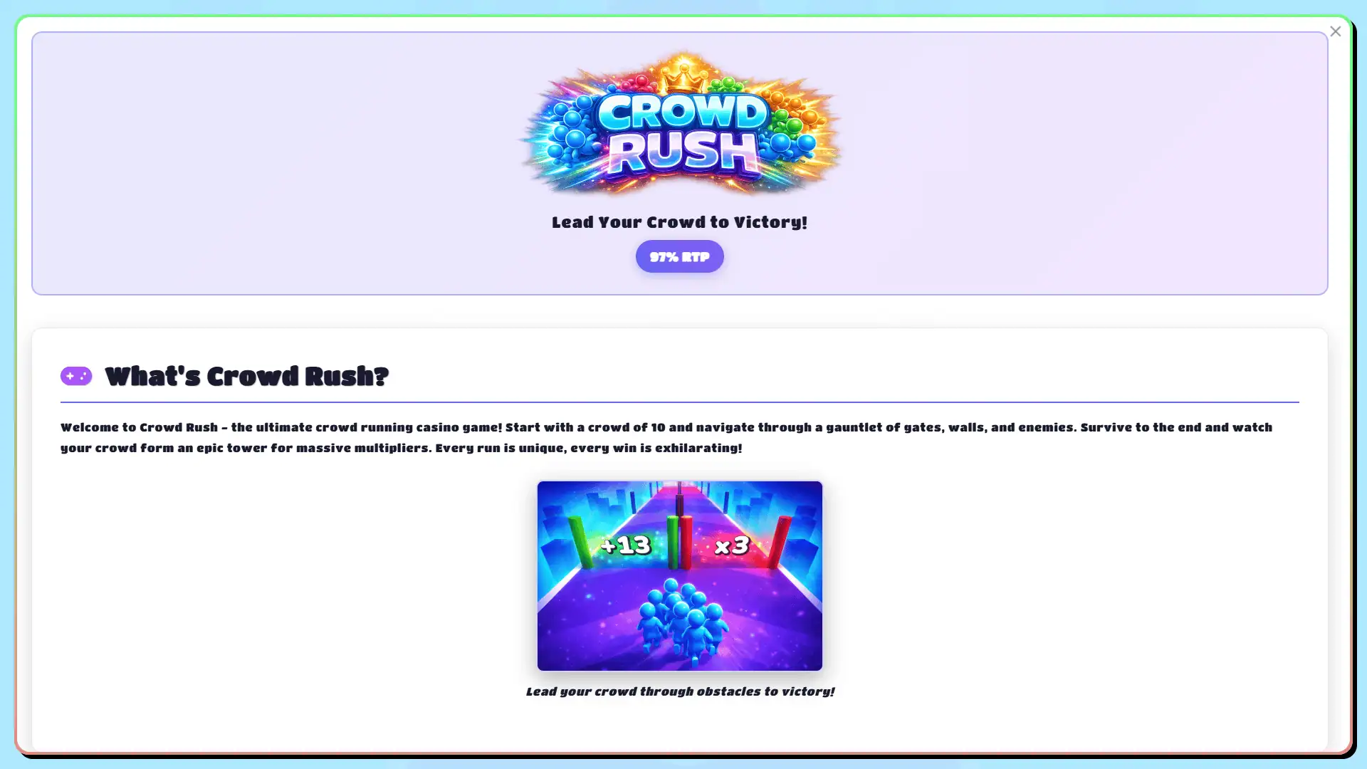 Crowd Rush bonus buy menu