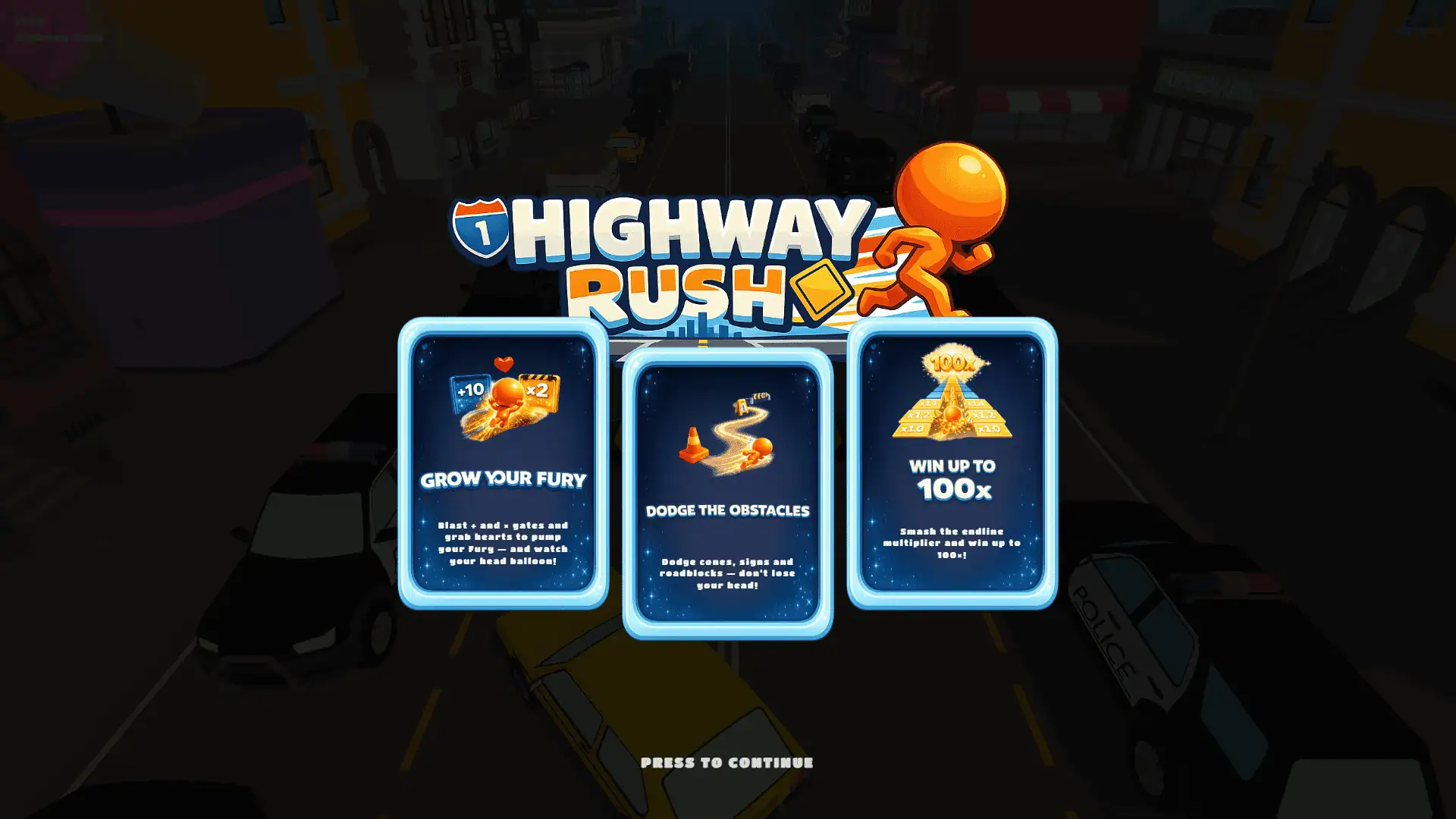 Highway Rush slot intro screen