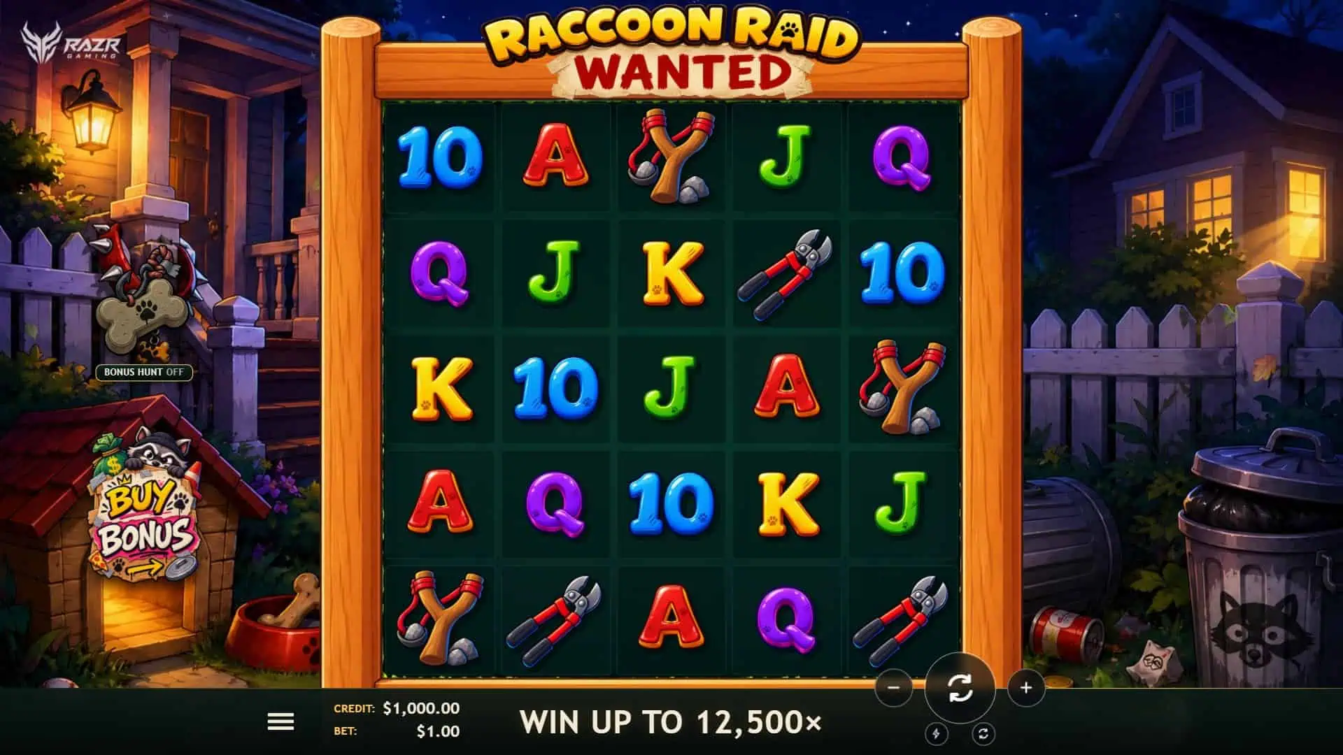 Raccoon Raid: Wanted slot gameplay reels