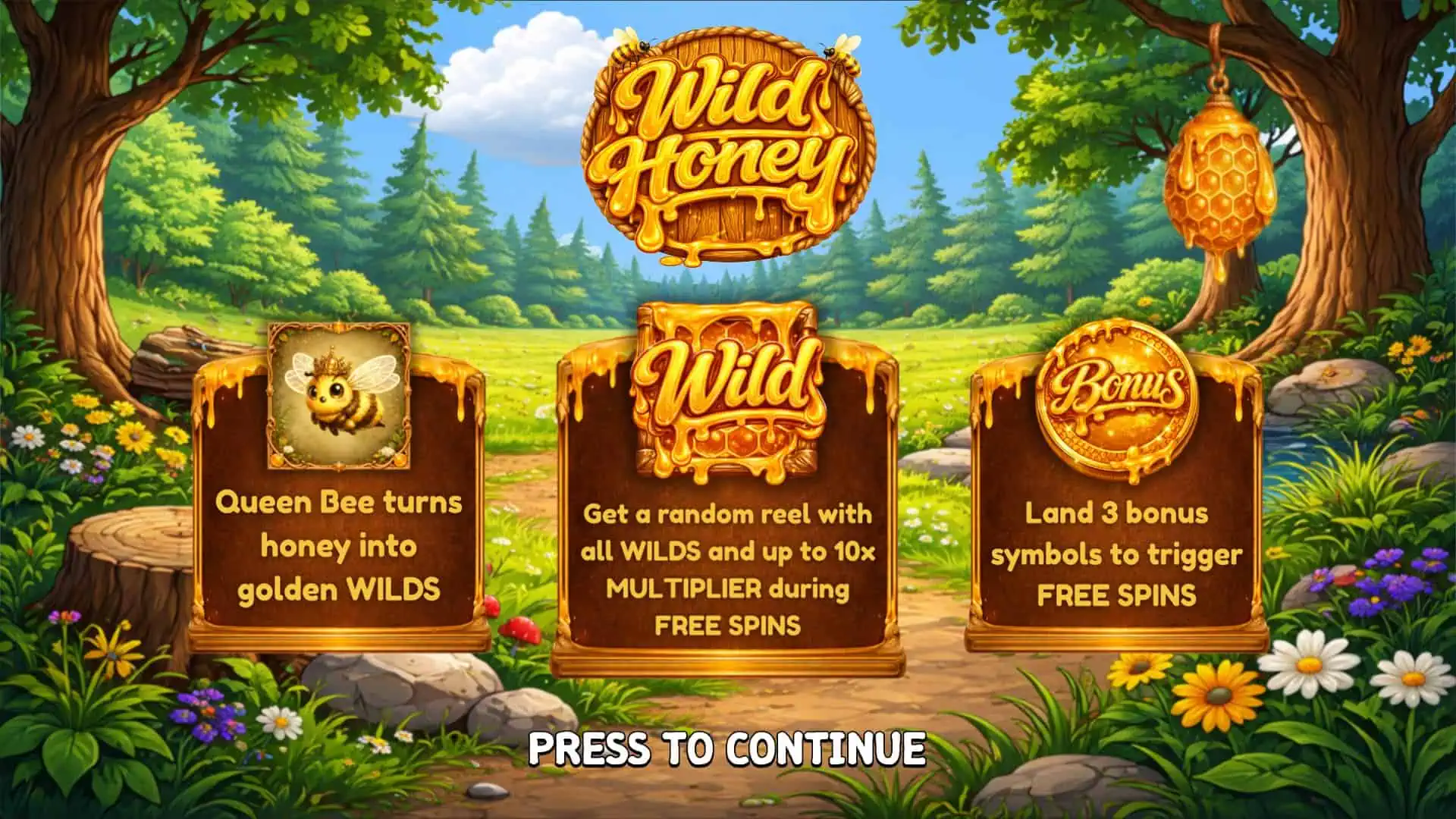 Wild Honey slot intro screen