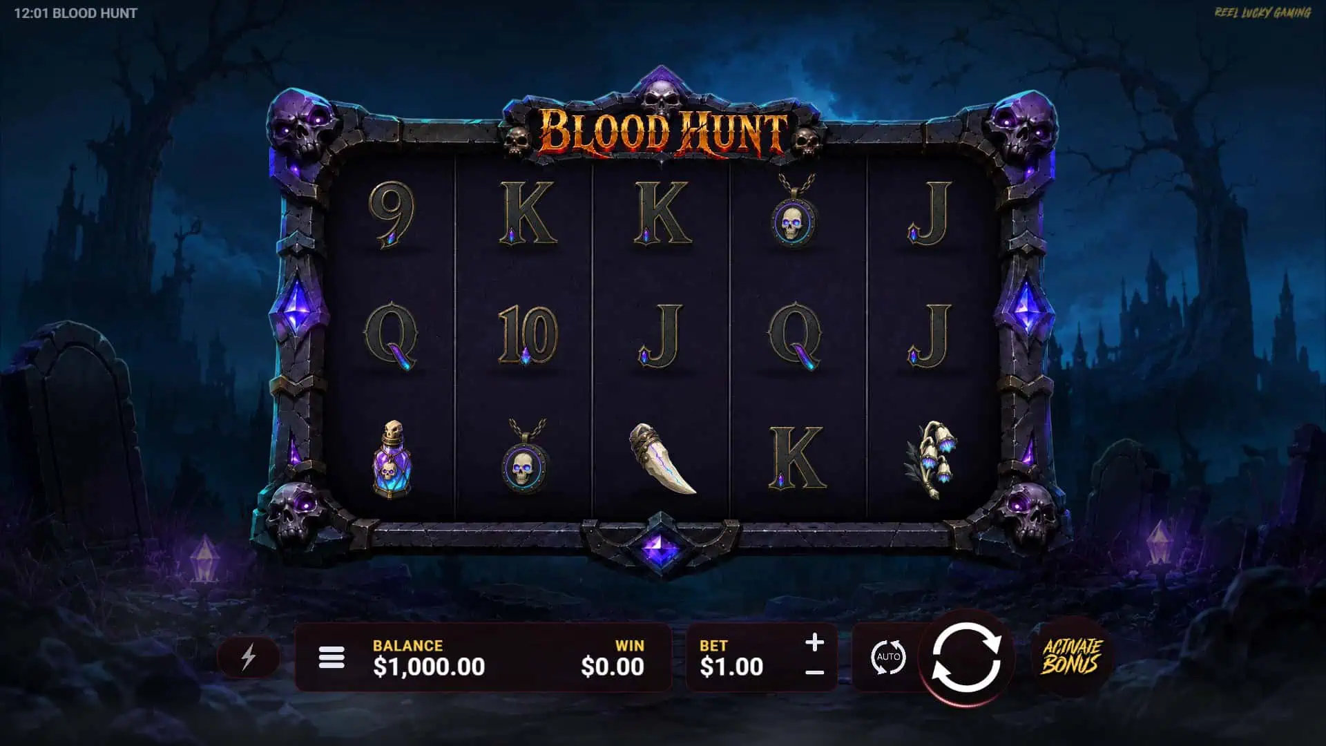 Blood Hunt slot gameplay reels