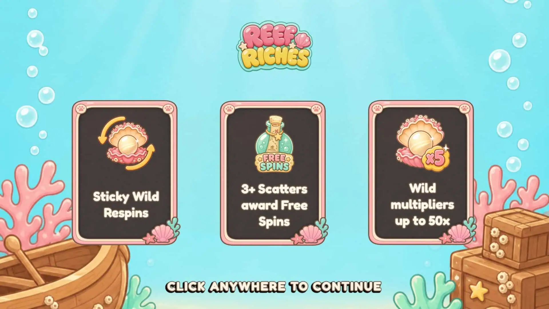 Reef Riches slot intro screen
