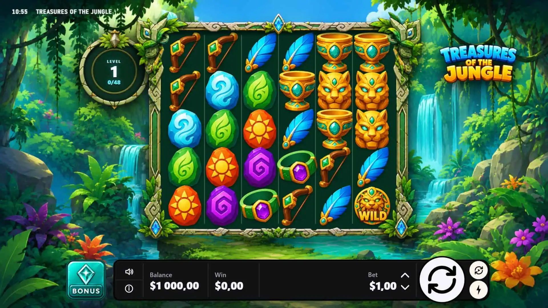 Treasures of the Jungle slot gameplay reels