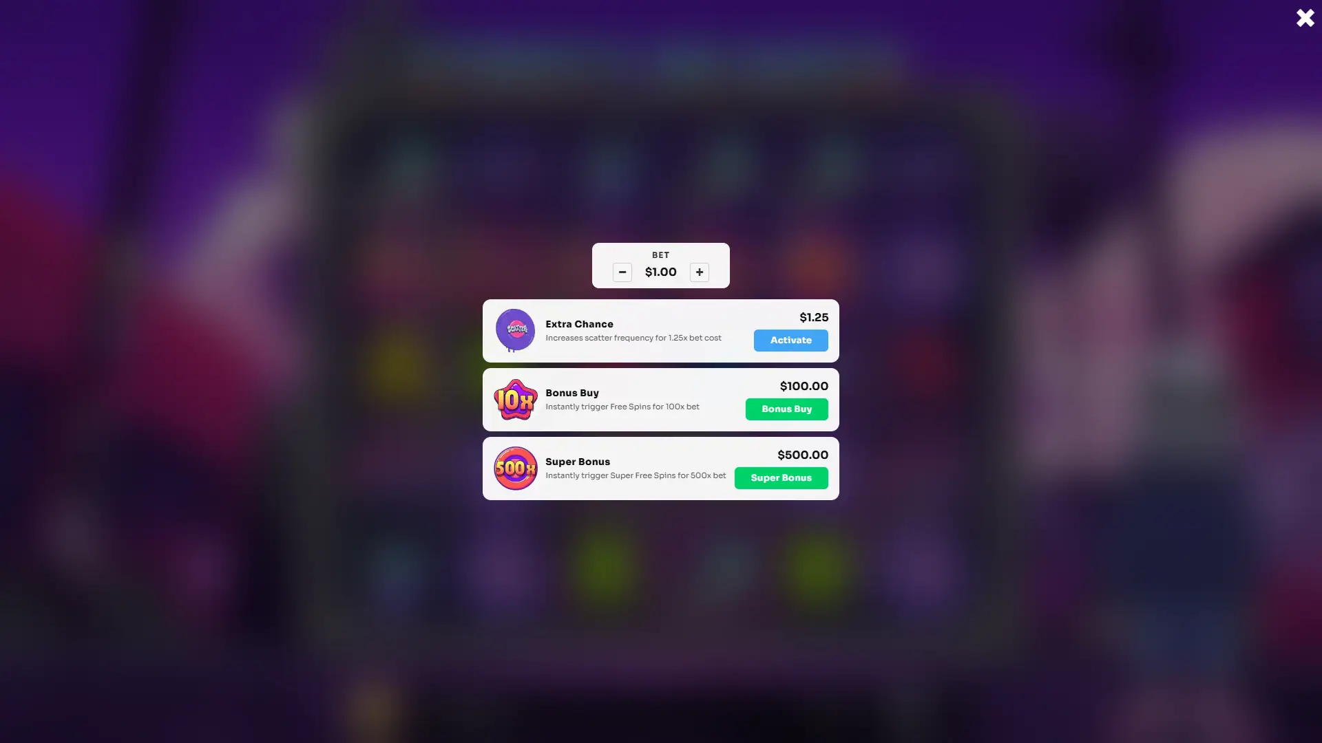 Street Reaper bonus buy menu