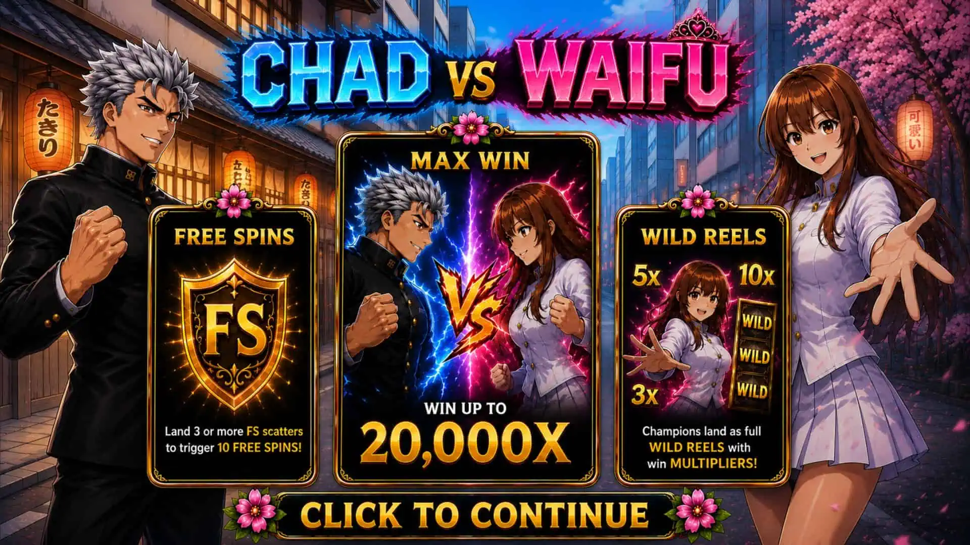Chad VS Waifu slot intro screen